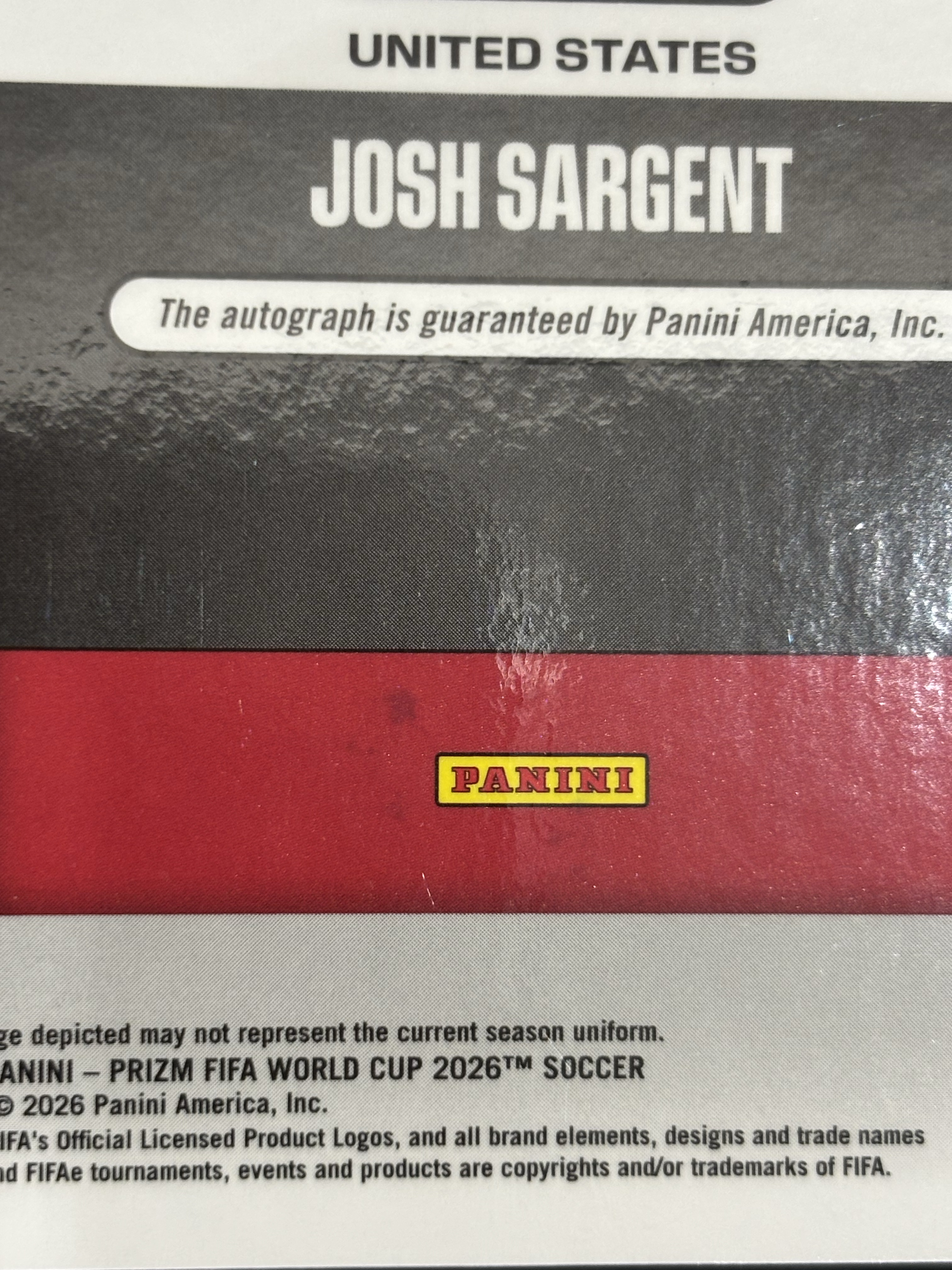 2026 Panini Prizm World Cup Josh Sargent FIFA 世界杯 美国 萨金特 Penmanship 签字 国际独占星星折射 瑕疵如图 - 红豆