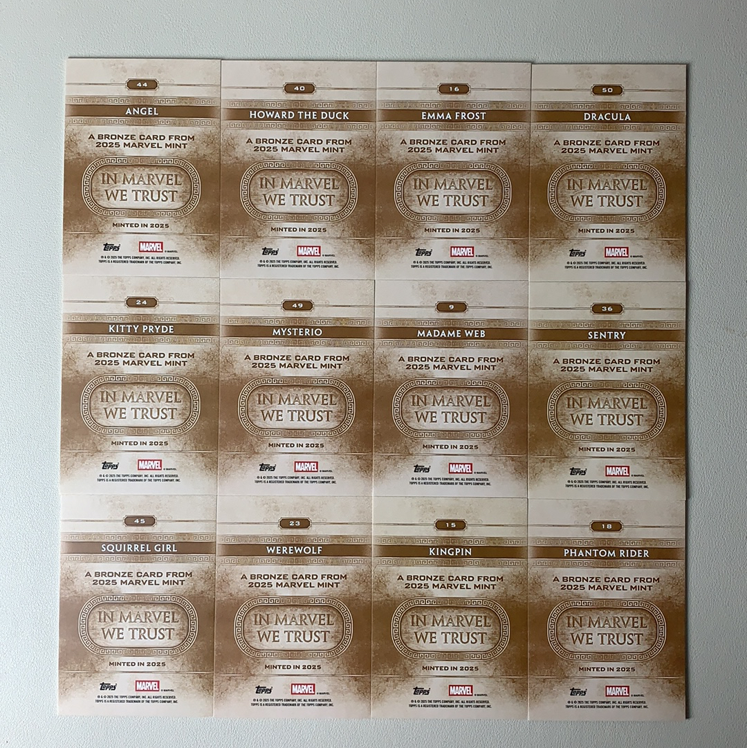 【弈卡代拍】2025 Topps Marvel (MCU)漫威 Minted盒 银折 折射 铜平行 松鼠女 金并 古德拉 幽灵骑士 哨兵等 12张 打包 品相如图 凑套必备 一一