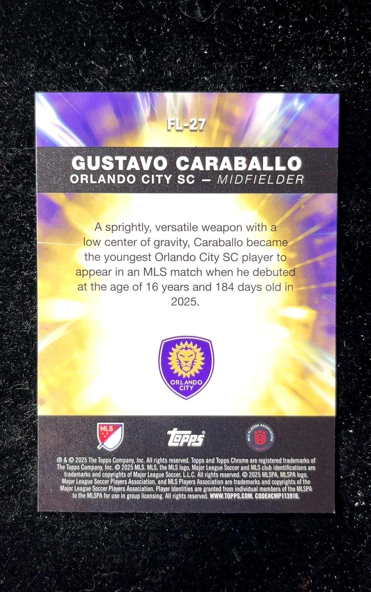 【小白1%代卖】2025 Topps Chrome Fast Lane 快车道特卡 GUSTAVO CARABALLO 古斯塔沃·卡巴拉洛 银折 折射 极具价值 收藏必备 ORLANDO 0607