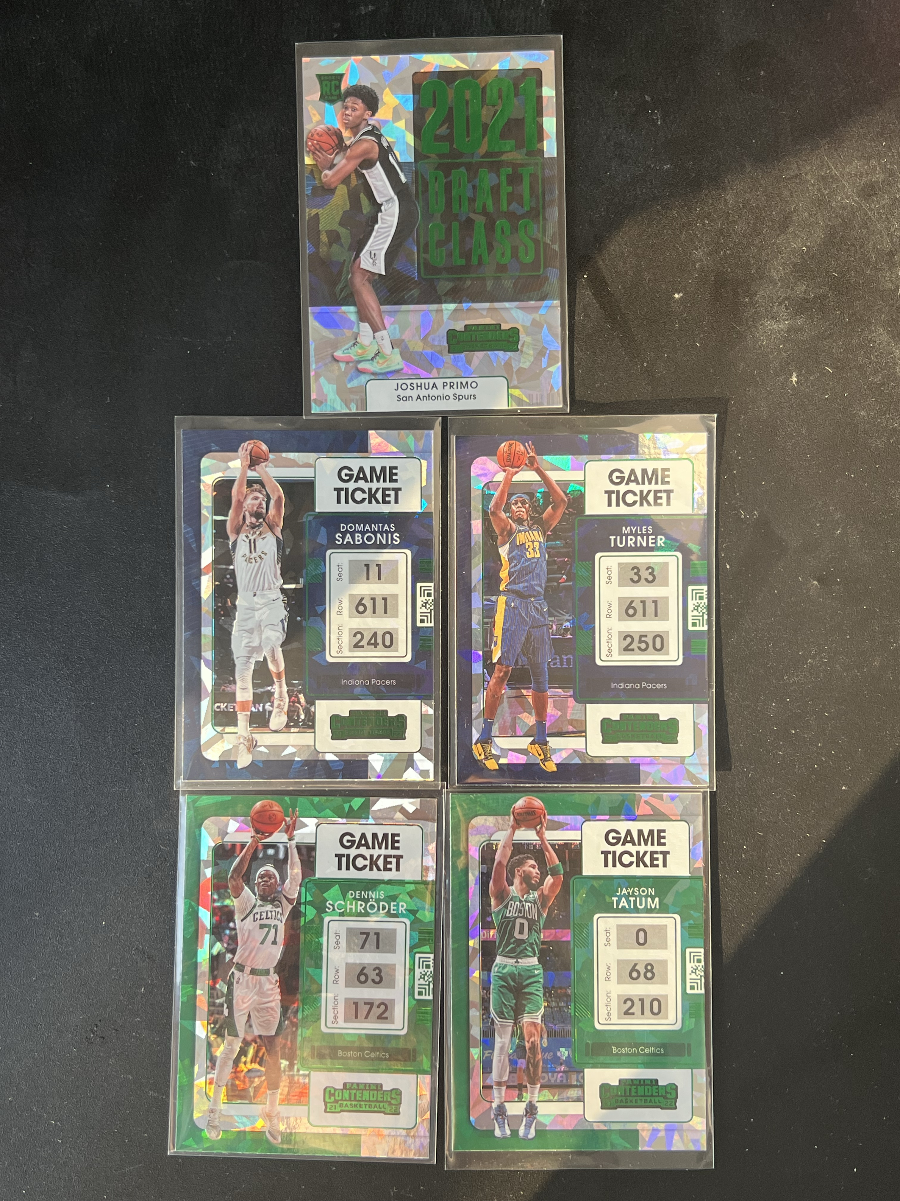 2021 panini contenders Jayson Tatum 球票 塔图姆 施罗德 普里莫 新秀 特纳 萨博尼斯 绿碎冰 折射 5张打包 lot 李哥 叉叉拍卖