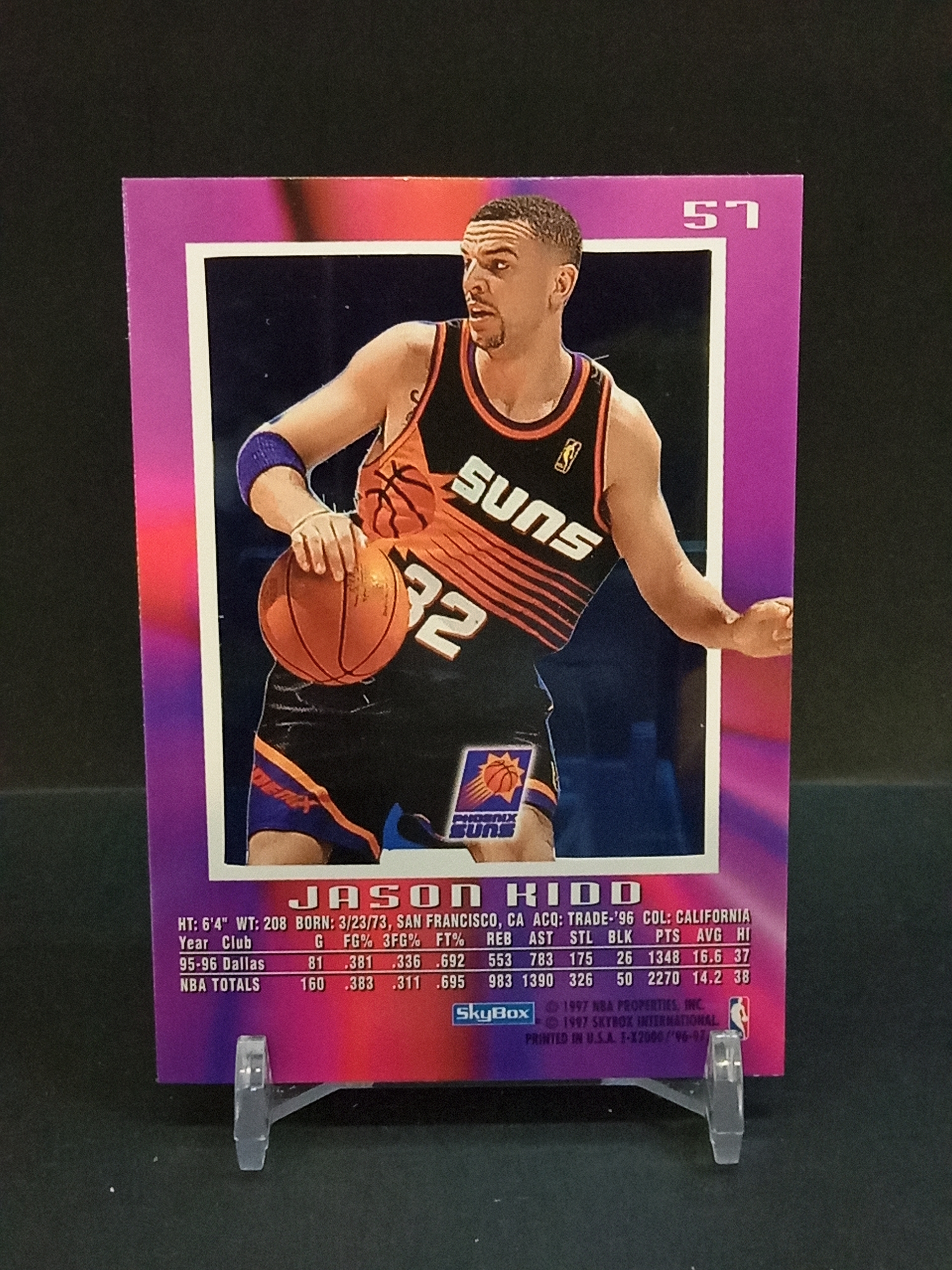 【DC拍卖】9.29小科比 `1996-97 Skybox E-X2000 #57 Jason Kidd 贾森基德 菲尼克斯太阳 紫粉渐变胶片折射老球星卡`
