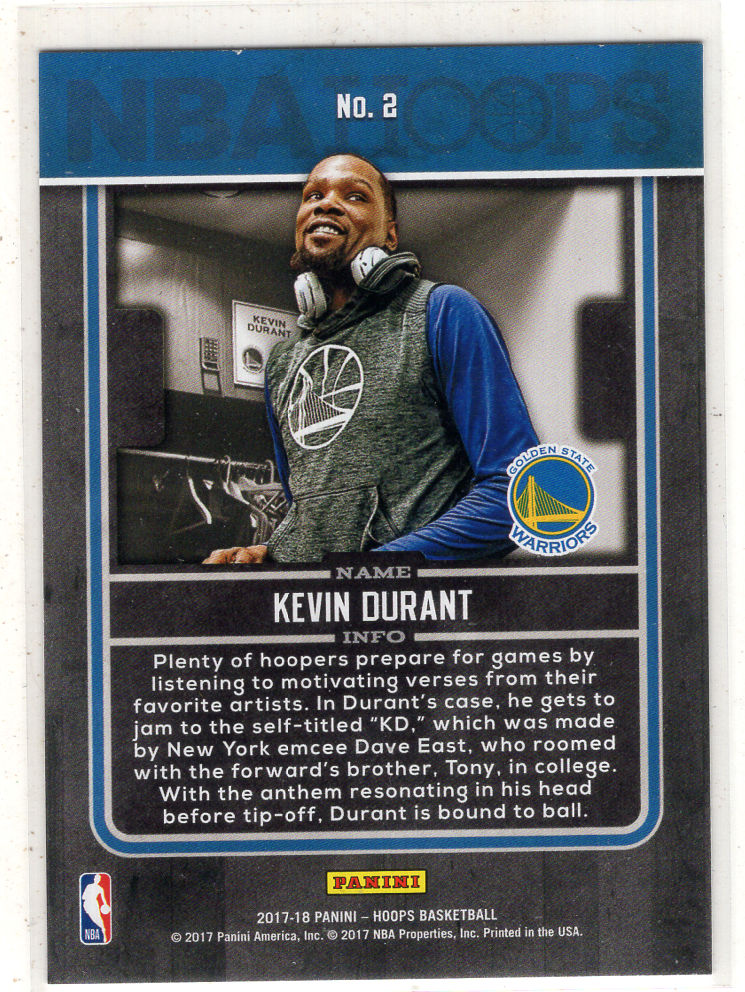 2017-18 Panini Hoops Kevin Durant 【来拆波卡】勇士 杜兰特 更衣室特卡 银折 不保卡品 星光
