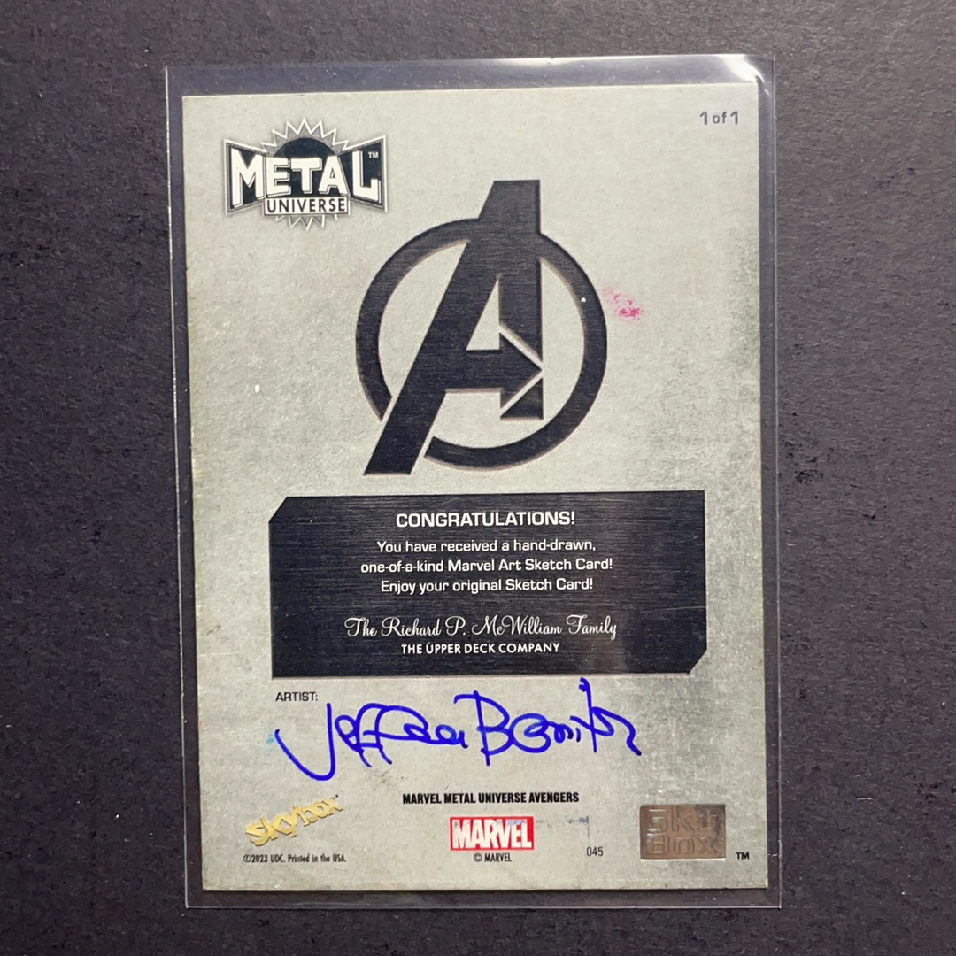 2024 SkyBox Marvel (MCU) 复仇者联盟 猩红蜘蛛侠 1/1官卡手绘 画师Jeffrey Benitez 2024 UD漫威漫画Metal Universe复联系列 粉条代拍