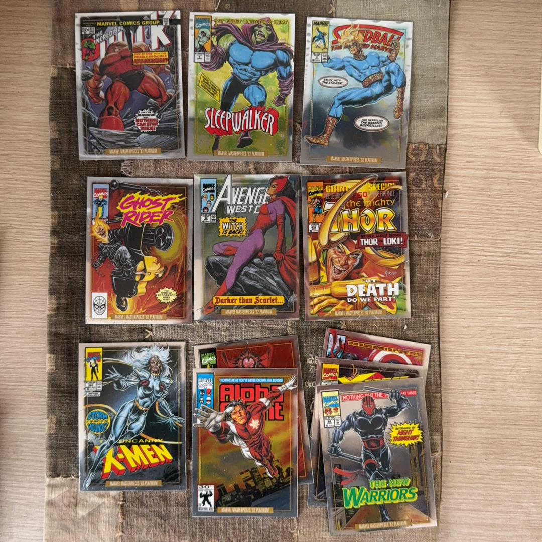 2024 SkyBox Marvel (MCU) 漫威 masterpieces 92 Platinum 92 白金 杂志封面变体特卡 1:4 十二张打包 恶灵骑士 风暴女 绯红女巫 红浩克 洛基等