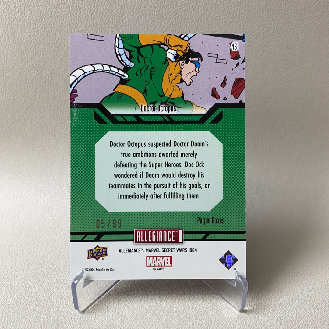 【弈卡代拍】 2023 Upper Deck Marvel漫威Allegiance 忠诚 秘密战争 大比例 特卡 紫折 折射 章鱼博士 5/99编 品相如图 凑套必备 BTC