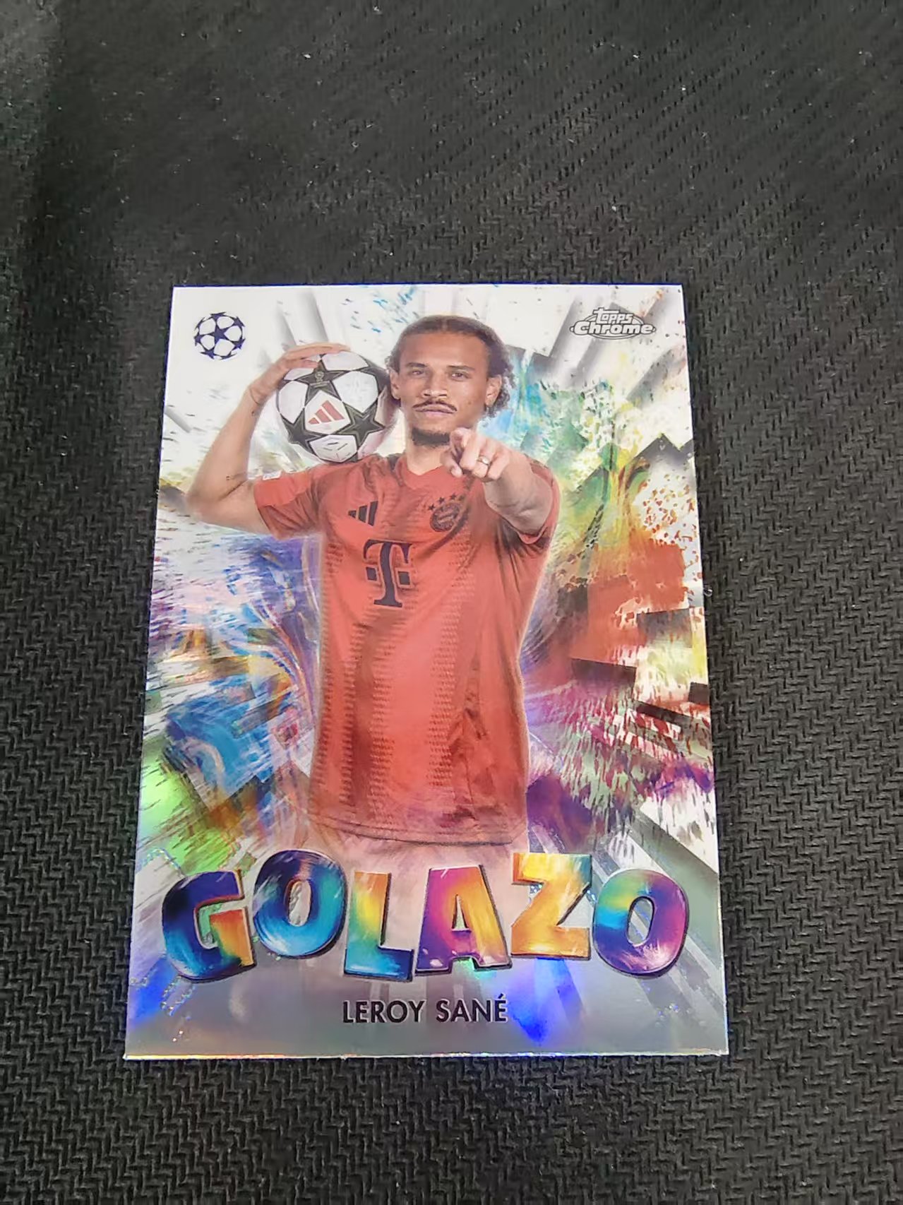【可合并,不累计】2025 Topps Chrome leroy sane 勒鲁瓦·萨内 拜仁慕尼黑 GOLAZO进球特卡 欧冠 银折 划痕 边角瑕疵 #16