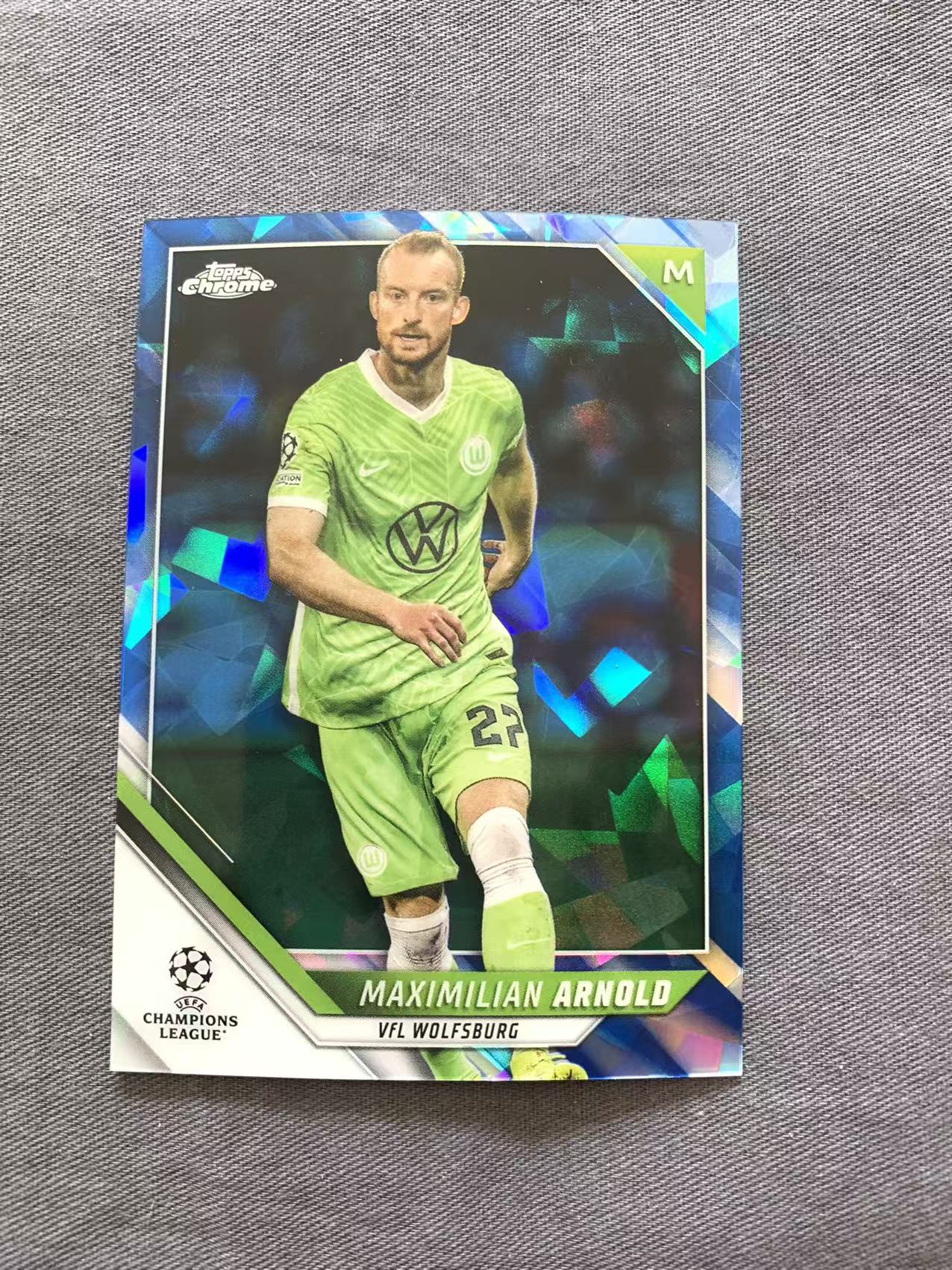 2021-22 Topps Chrome 欧冠 蓝宝石 Maximilian Arnold 阿诺德 蓝碎冰折 沃尔夫斯堡 colormatch 卡品如图 戴戴