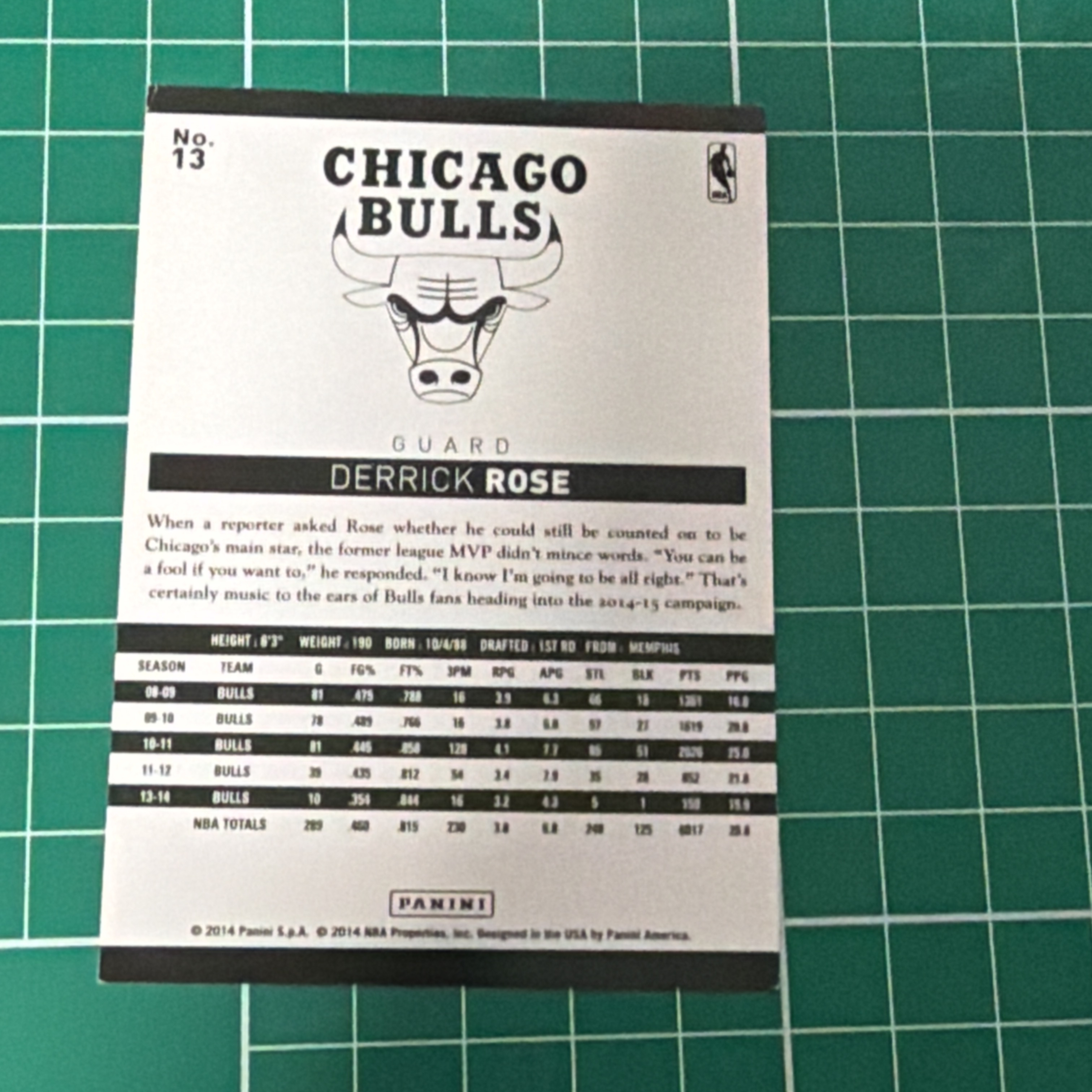 2014-15 Panini S.p.A Derrick Rose 中雅图/中亚图 德里克罗斯 风城玫瑰 老卡 绝版卡 稀有Base