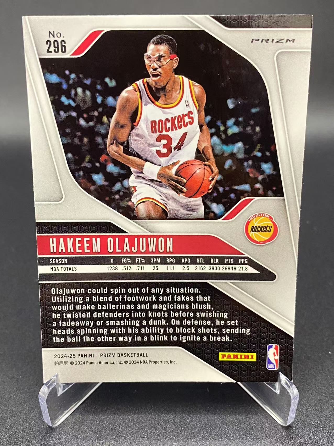 2024-25 【六六代卖 预付快速回款】 Prizm Hakeem Olajuwon 奥拉朱旺 火箭 大比例 虎皮折射 动物折射 base(zjg01)