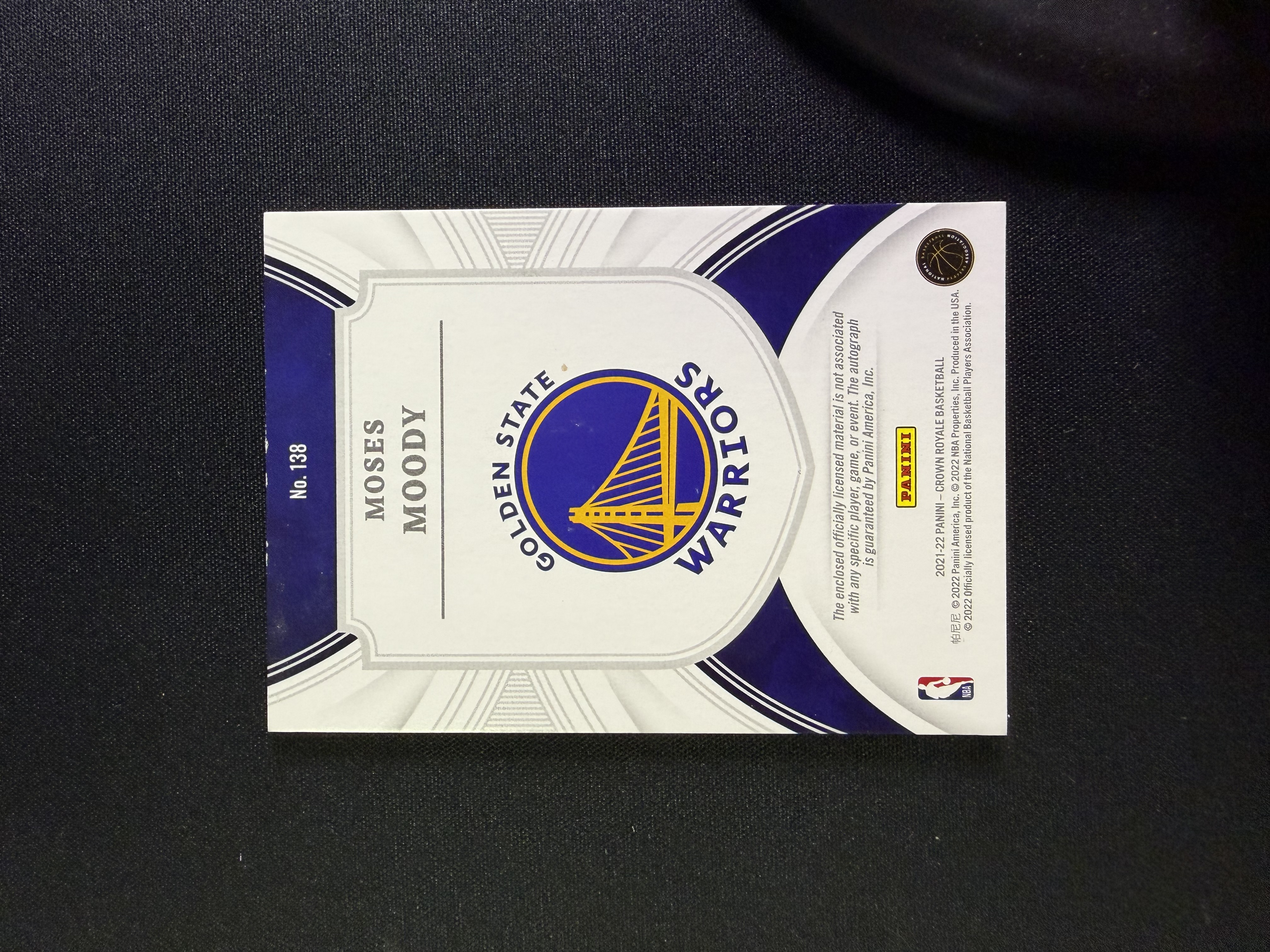 2021-22 Panini Crown Royale Moses Moody RC 摩西 穆迪 勇士 新秀 199编 剪影 签字 卡签