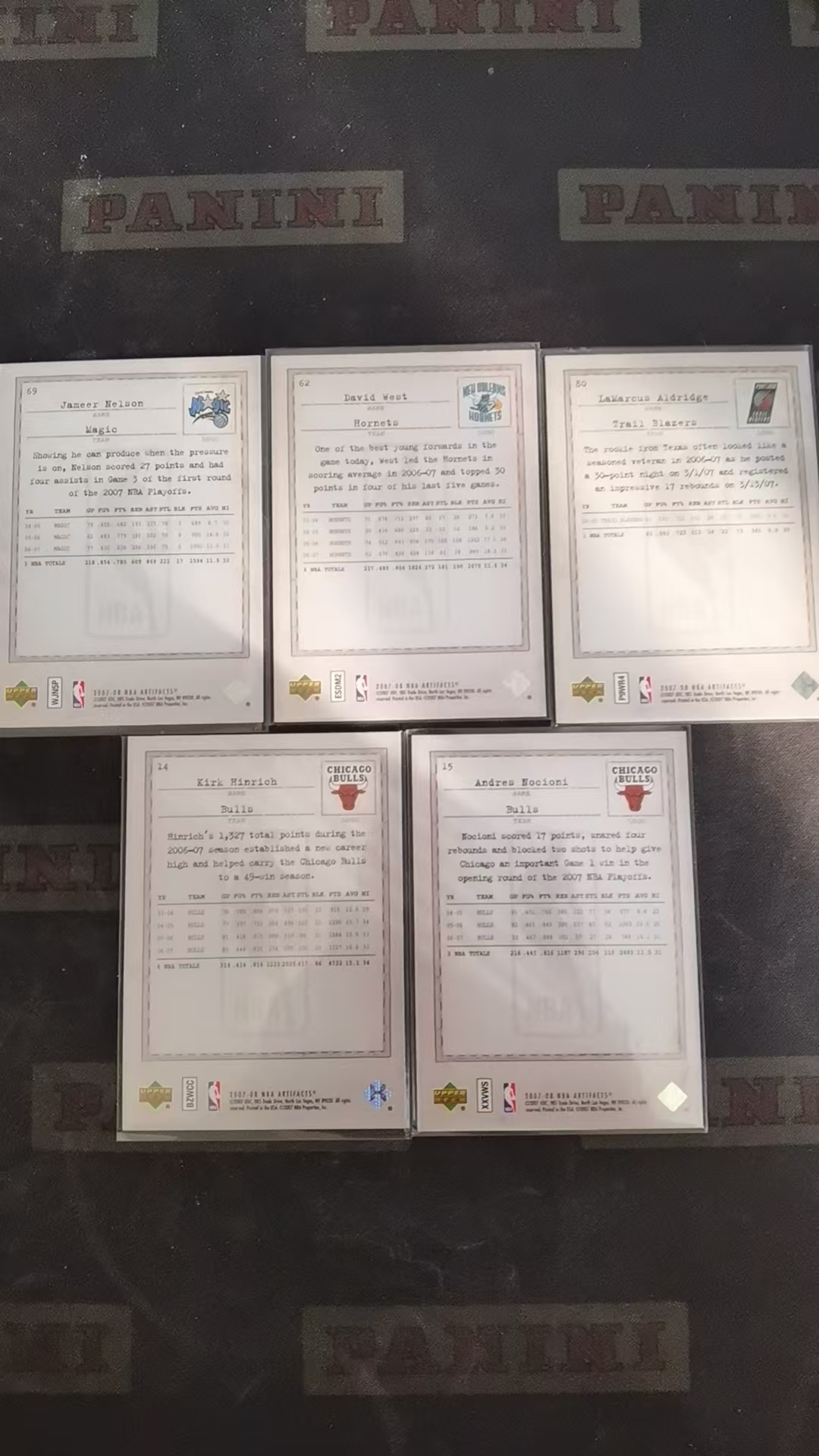 【DLDL拍卖】2007-08 NBA ARTIFACTS 安德烈斯・诺西奥尼、柯克・辛里奇、贾米尔・尼尔森、大卫・韦斯特、拉马库斯・阿尔德里奇【卡边角表面见图】