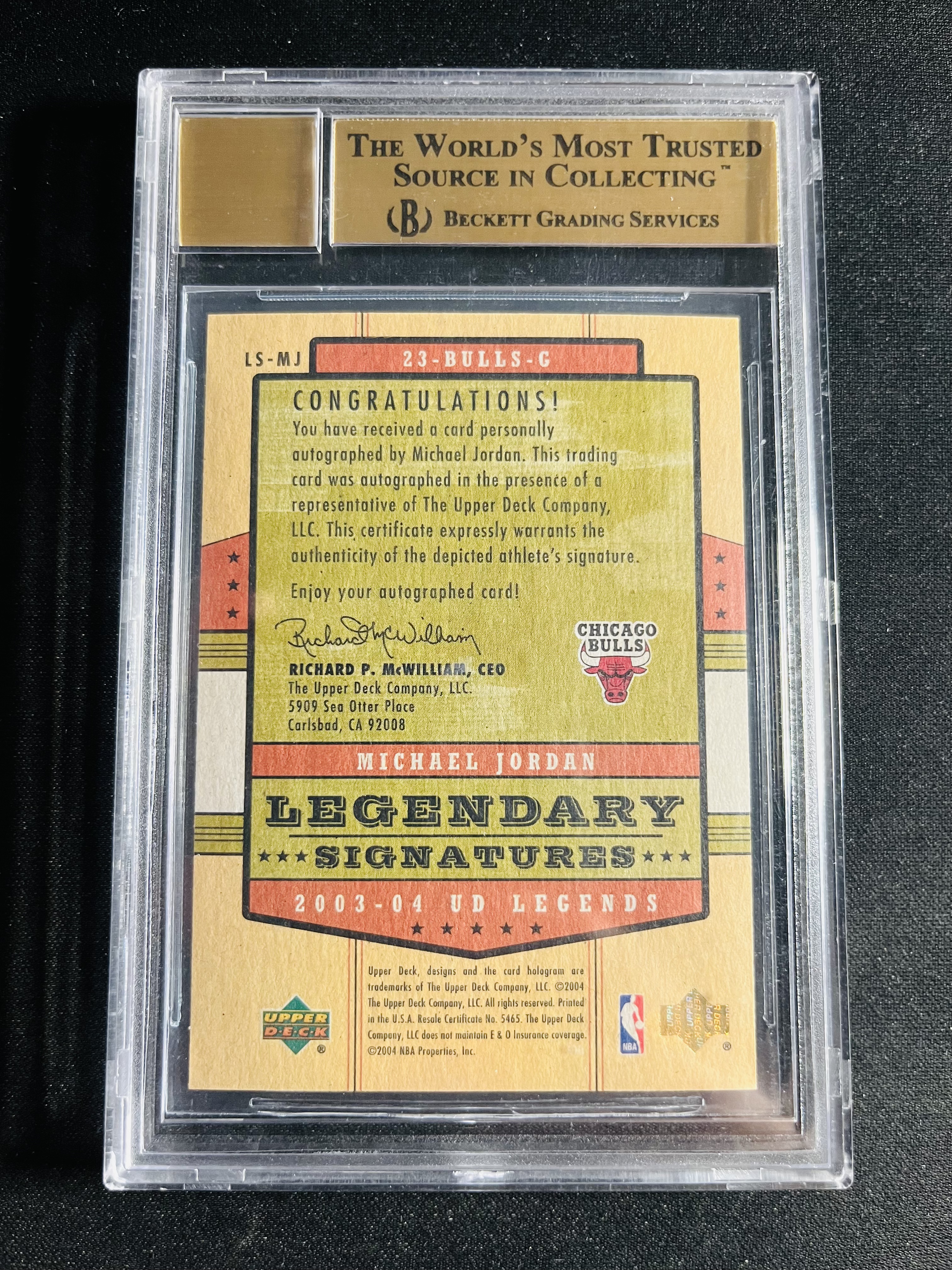 【古都代拍精品】2003-04 Upper Deck UD Legends 公牛 Michael Jordan 迈克尔 乔丹 Legendary 传奇 卡签 签字 经典老卡签 BGS9.5金标墨迹10分 真GOAT#118B#发财#XBW#