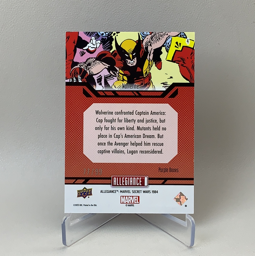 【弈卡代拍】2023 Upper Deck Marvel漫威 Secret Wars 秘密战争 大比例 特卡 紫折 折射 Wolverine 金刚狼 77/99编 品相如图 凑套必备 Mito