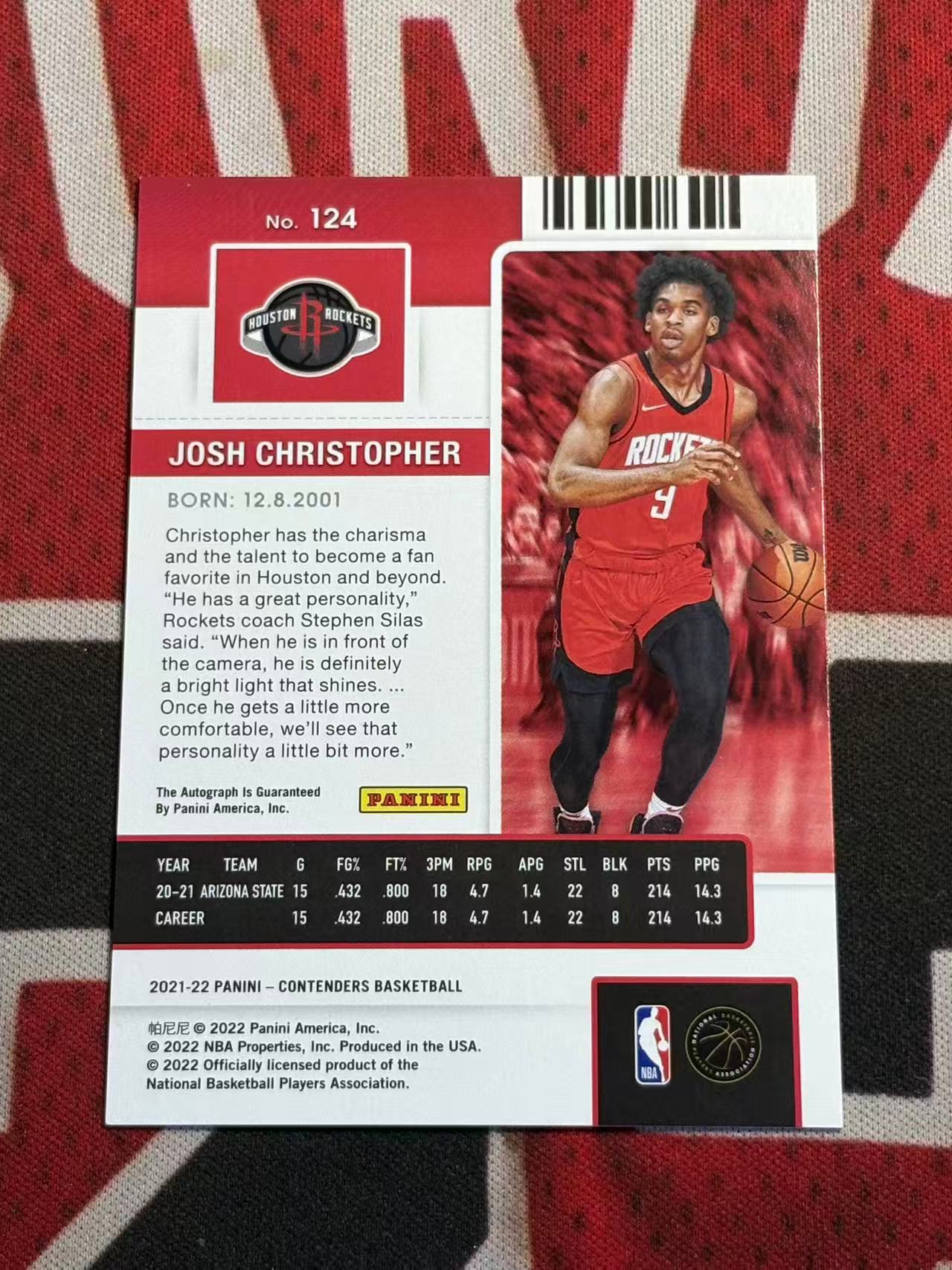 2021-22 PANINI CONTENDERS Josh Christopher 球票系列 火箭 新秀RC 约什克里斯托弗 签字卡 卡签 正新秀球票签字卡 专收凑套必备【烂臭嘴拍卖】