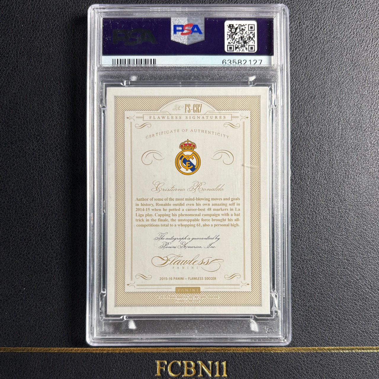 【FCB拍卖】2015-16 PANINI FLAWLESS RONALDO C罗 罗纳尔多 签字 卡签 25编 03/25 银半球 PSA9/10 POP2 招牌系列 皇马 曼联 尤文 葡萄牙 元年手提{SDN92}FCBN11代理拍卖W