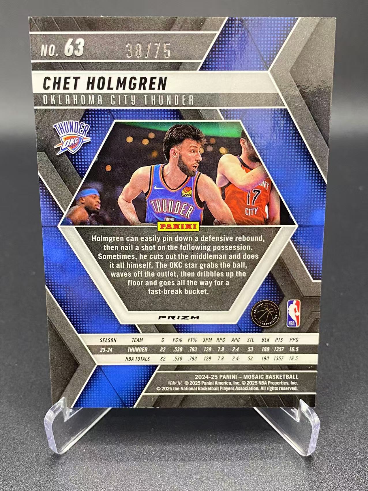 2024-25 【六六代卖 预付快速回款】 Mosaic Chet Holmgren 切特霍姆格伦 雷霆 38/75编 红圈圈折射 Base(zjg01)