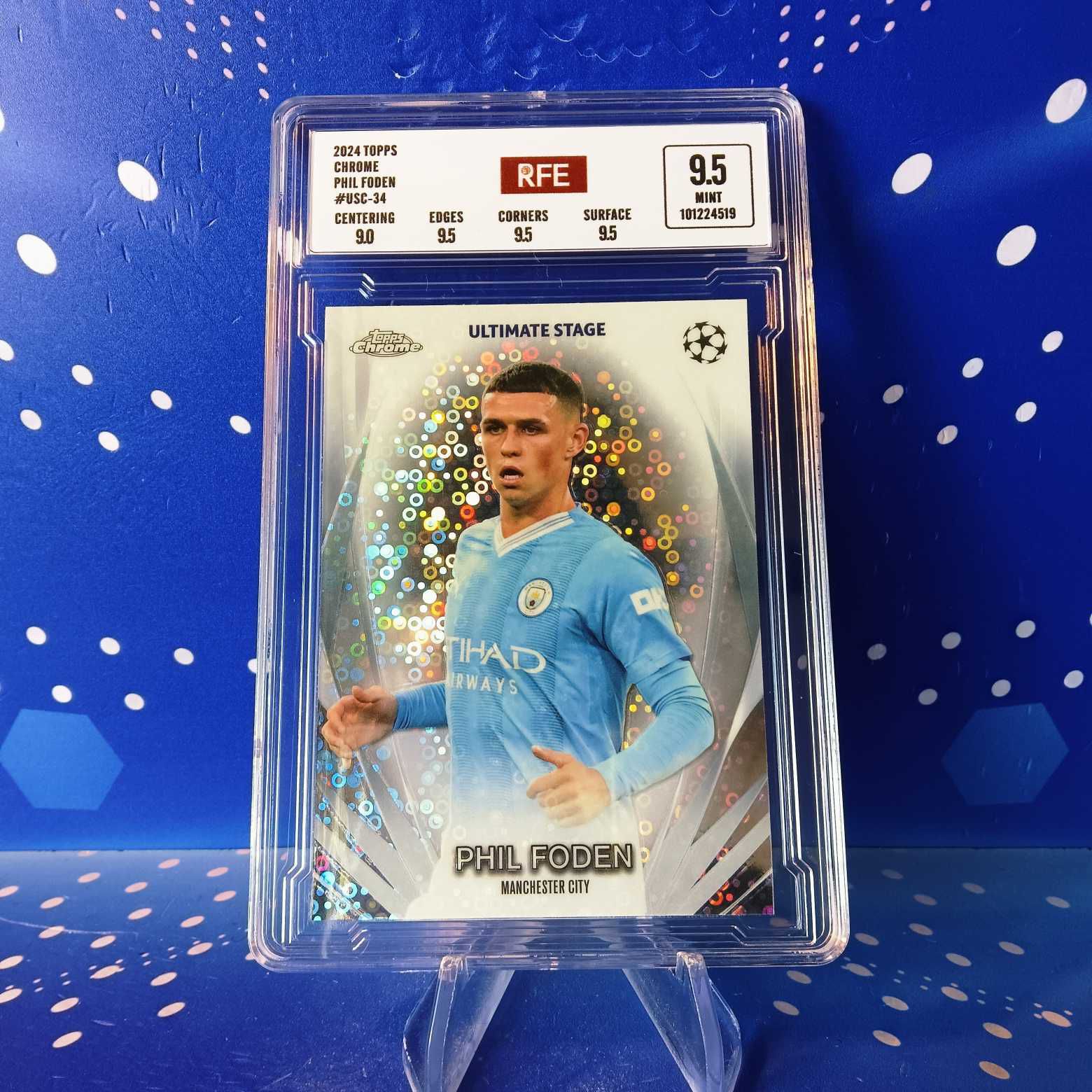 2024 Topps Chrome 菲尔福登 评级卡 曼城 折射 实卡精美稀有 品质保障 投资收藏必备 生日礼物(卡品如图 请看清再拍)【蓝色星球】