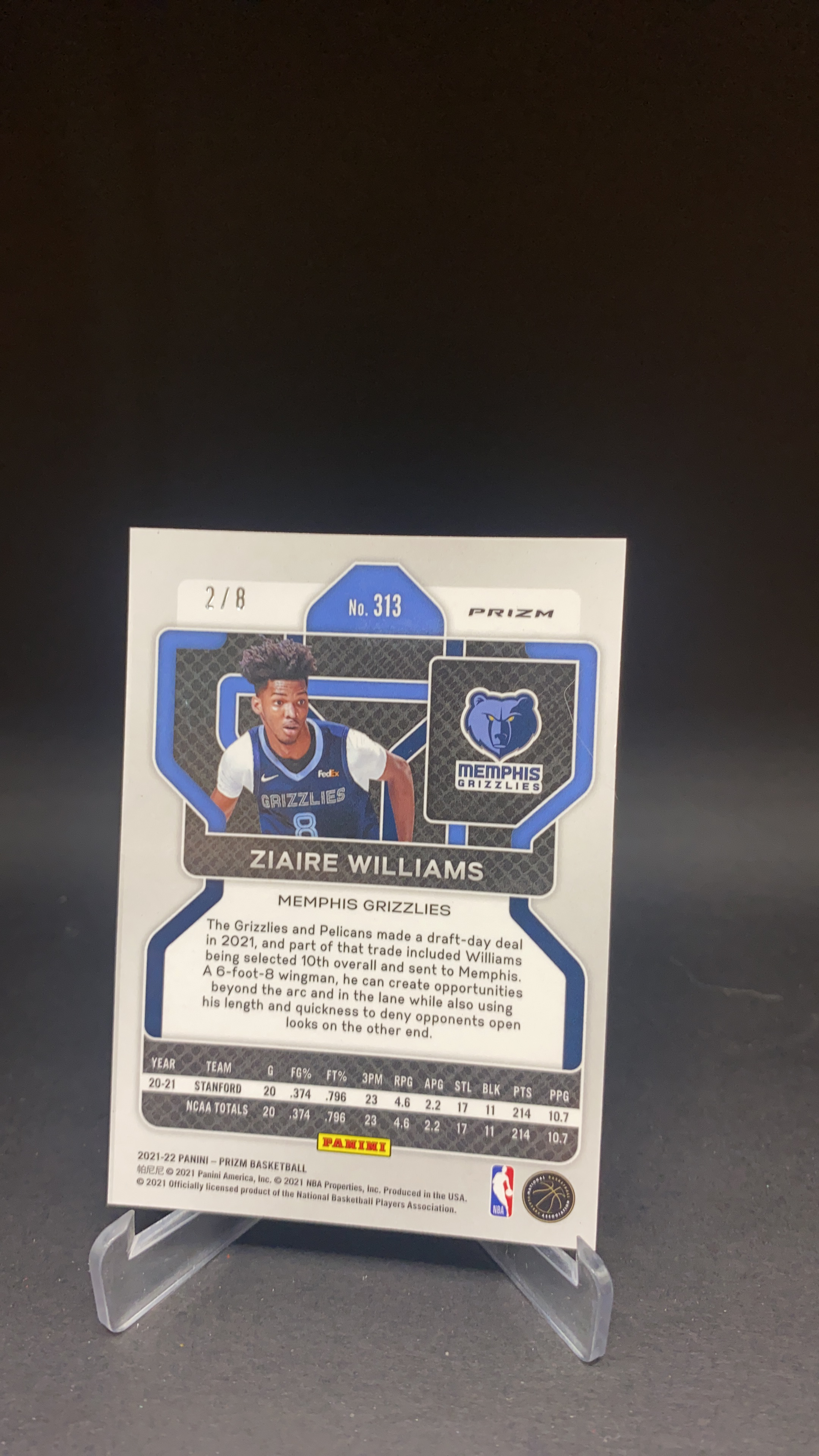 202122 Panini Prizm Ziaire Williams RC 【QM拍卖】扎伊尔 威廉姆斯 扎威 pz choice 8编绿圈折 独占 大火新秀 卡品如图 居中极佳 灰熊gf1 卡淘