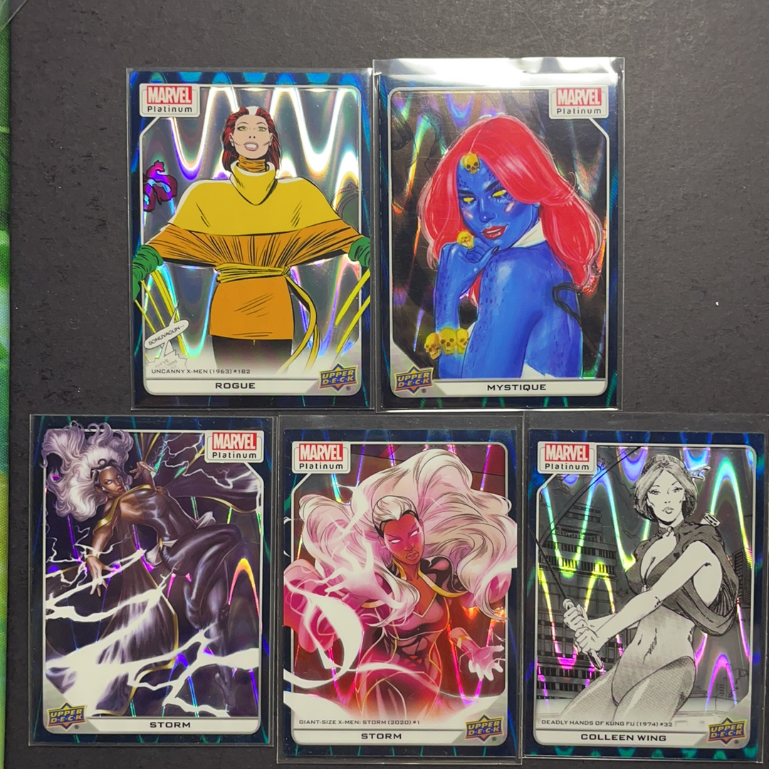 2025 Upper Deck Marvel (MCU) Platinum白金 小淘气 魔形女 风暴女 科林温青波纹折射799编5张打包 序号如图2 2024 UD漫威漫画铂金 UD折射元年绝版系列