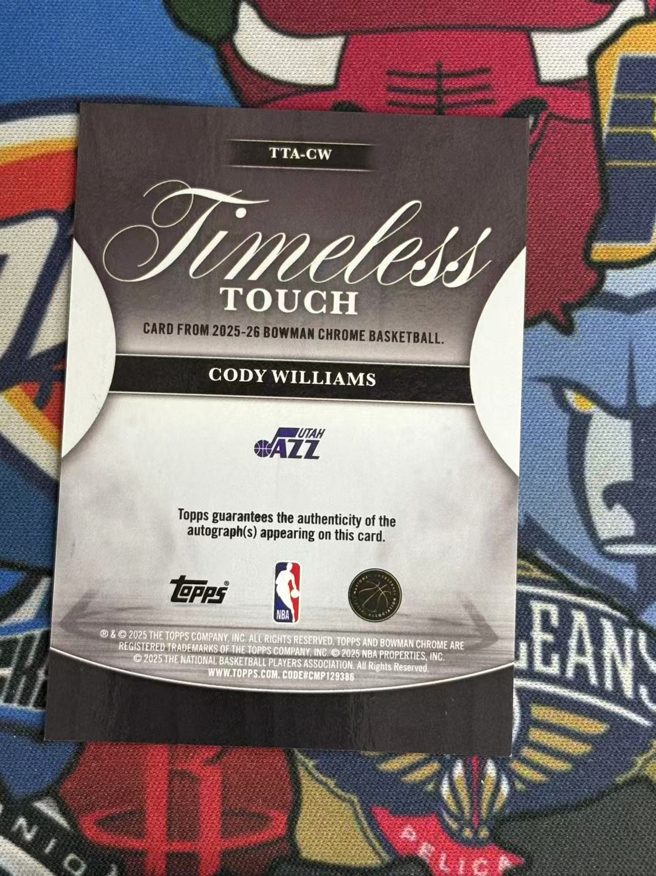 2025-26 TOPPS BOWMAN CHROME CODY WILLIAMS 爵士 科迪威廉姆斯 签字卡 TIMELESS签 专收凑套必备【烂臭嘴拍卖】