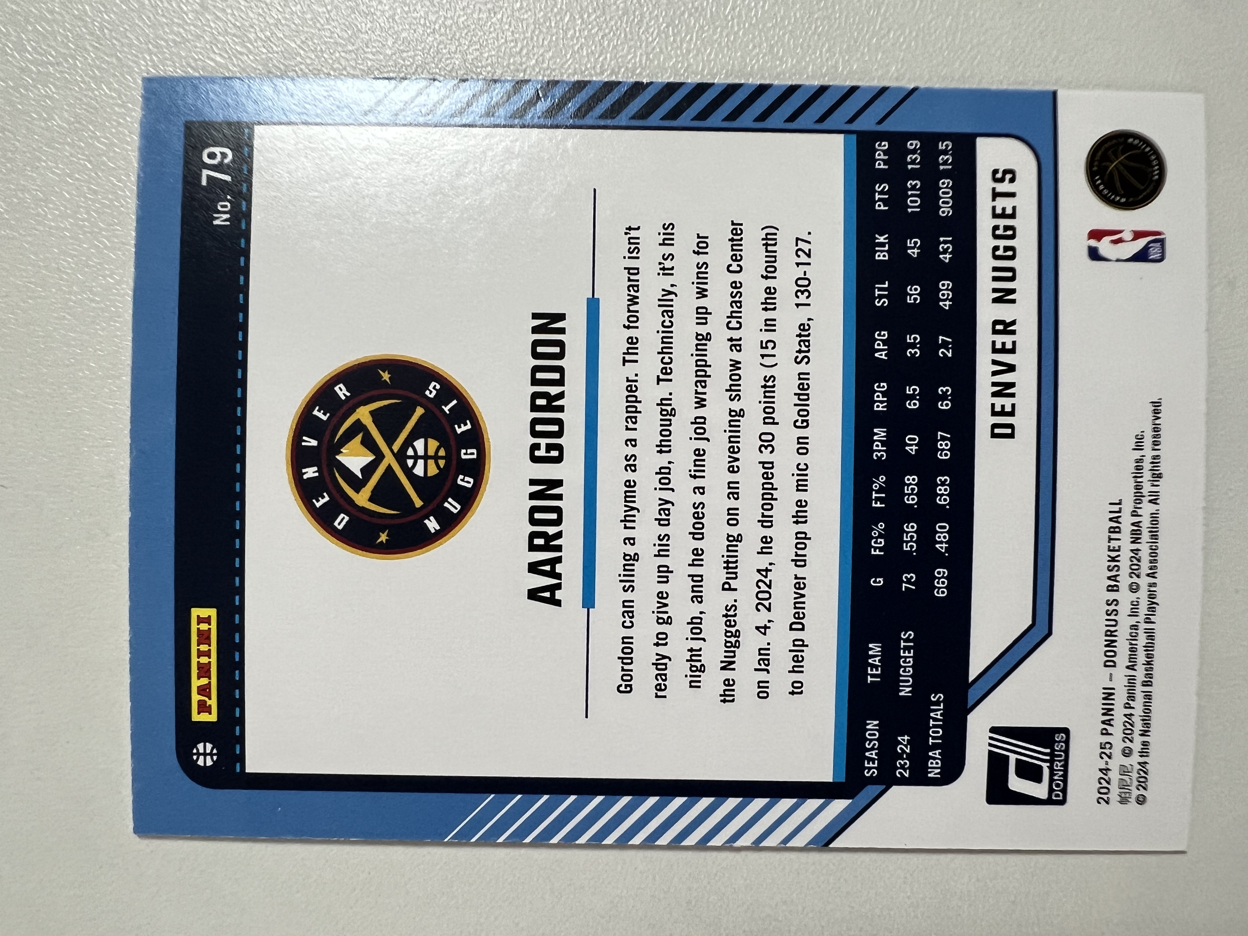2024-25 Panini Donruss Aaron Gordon 132/199编 阿隆戈登 掘金 杜蕾斯op HH02 收藏凑套 卡品如图