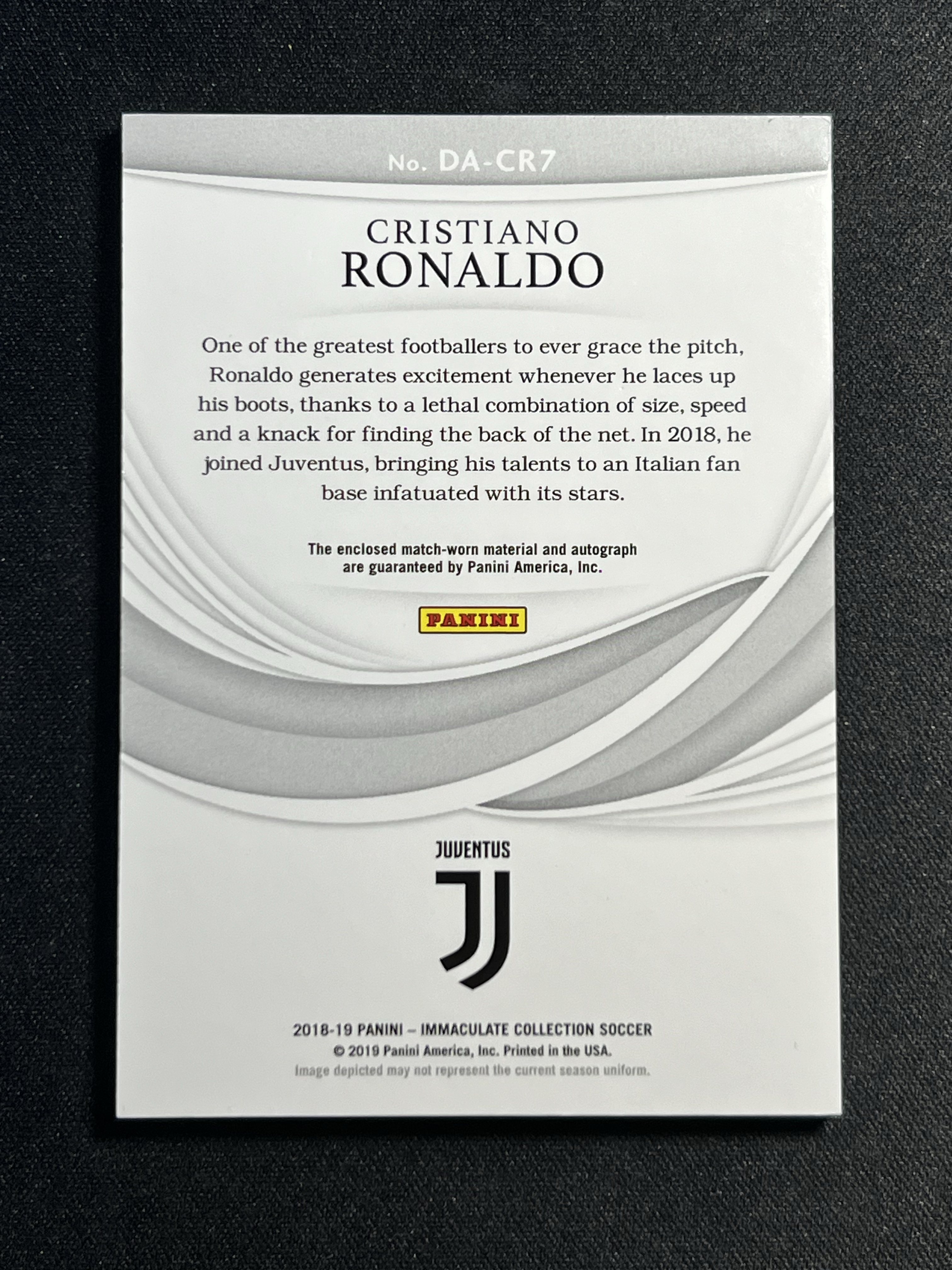 2018-19 Panini Immaculate Cristiano Ronaldo 爱咪咪 C罗 8/15编 落场GU四色Patch 完美签字!皇家马德里/皇马,曼联,尤文图斯,葡萄牙【珞珈拍卖】