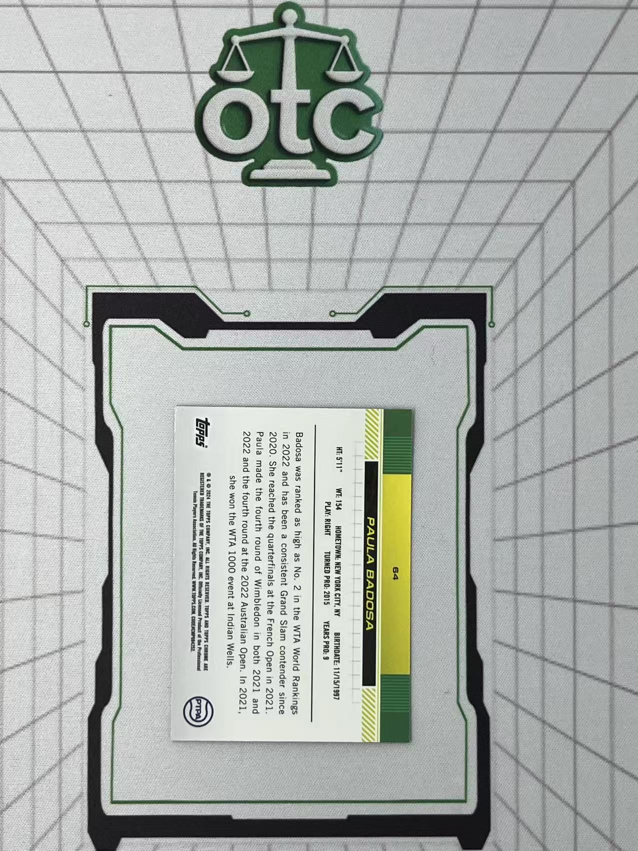 2024 Topps Chrome Paula Badosa 【盎司收藏】网球 保拉 巴多萨 1st 新秀 First 99编 绿折 JJ27