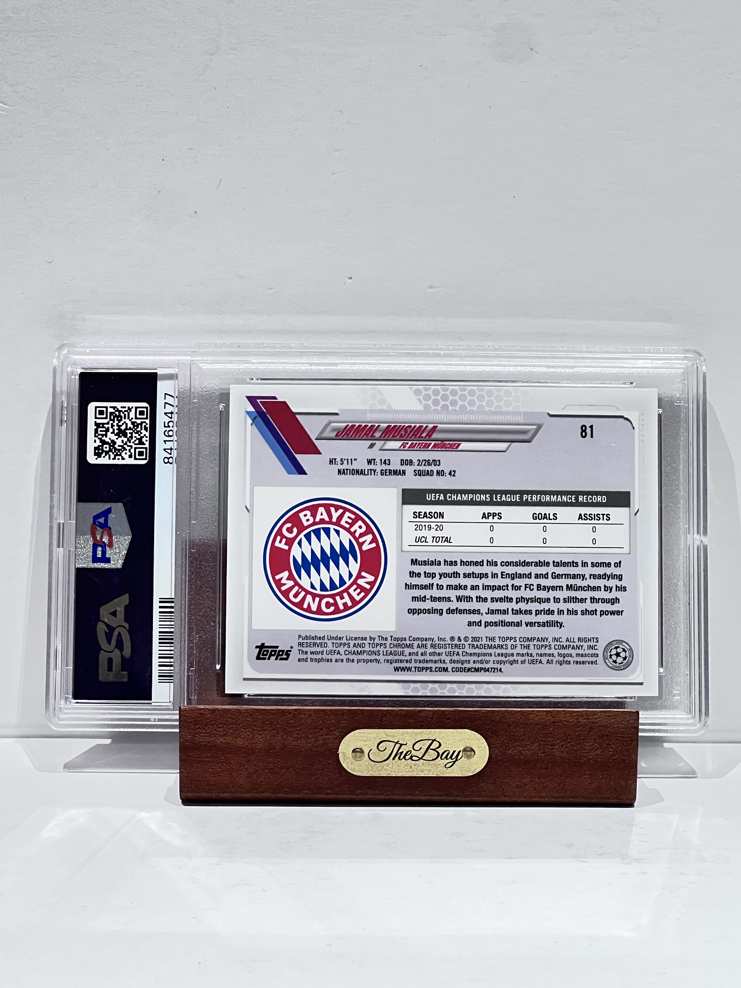 2020-21 Topps Sapphire Chrome Jamal Musiala RC【湾区拍档代卖】欧冠 TC 蓝宝石 贾马尔 穆西亚拉 穆夏拉 蓝碎冰折 折射 新秀 拜仁 拜仁慕尼黑 德国 PSA10分 满分 Steven