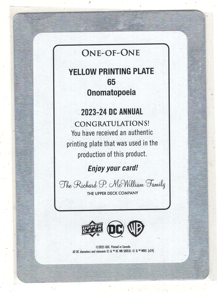 【来拆波卡】2024 Upper Deck DC Annual UD Onomatopoeia 1编1 模板 印刷版 zhang