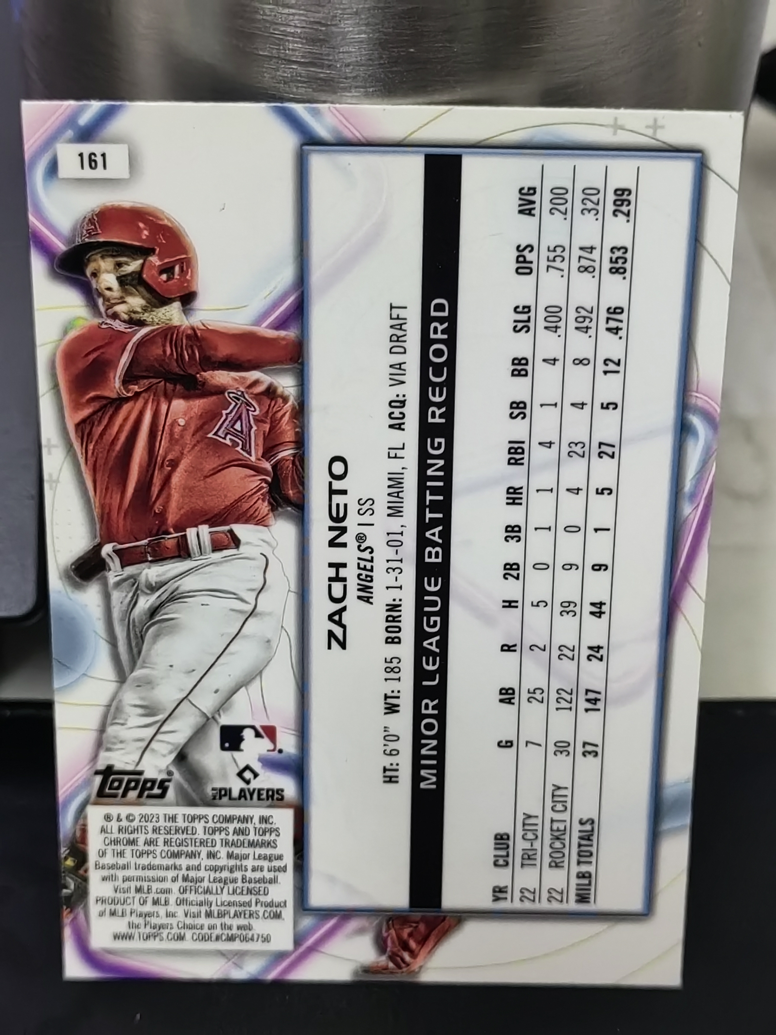 2023 Topps Cosmic Chrome Zach Neto RC Topps MLB 新秀 扎克内托 洛杉矶天使 篮 白边白角 不保卡品 卡品如图
