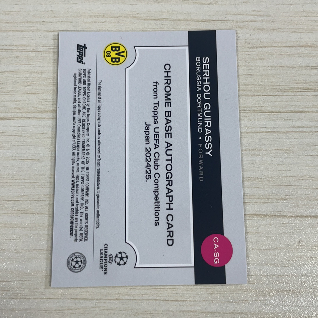 【小牛代拍】2024-25 Topps Chrome 日版 樱花 Japan Edition Guirassy 蓝mojo折 折射 签字 75编 多特蒙德 卡品如图(一哥)