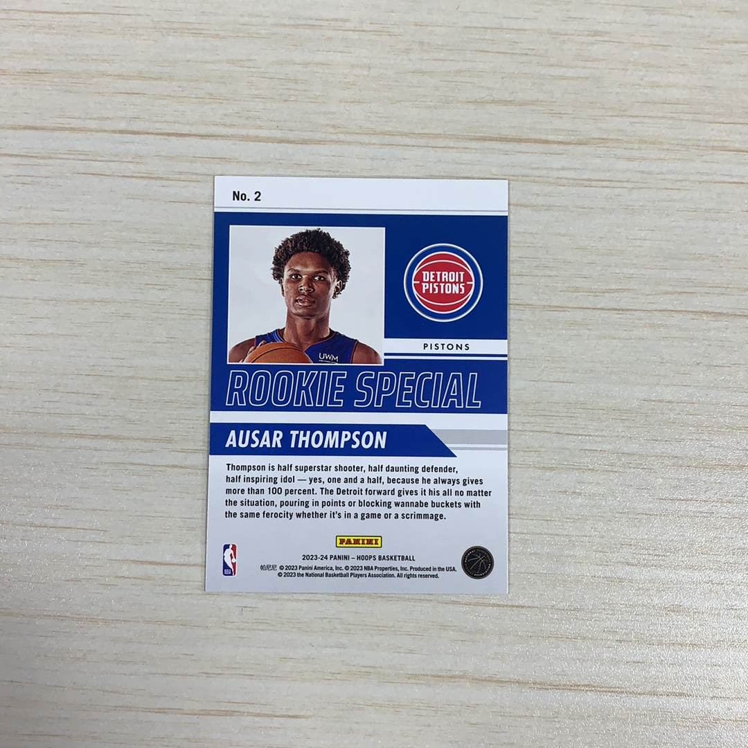 【小牛代拍】2023-24 Panini Hoops Ausar Thompson 活塞 奥萨尔 汤普森 新秀RC 大头 特卡 base 卡品如图(阿里嘎多)