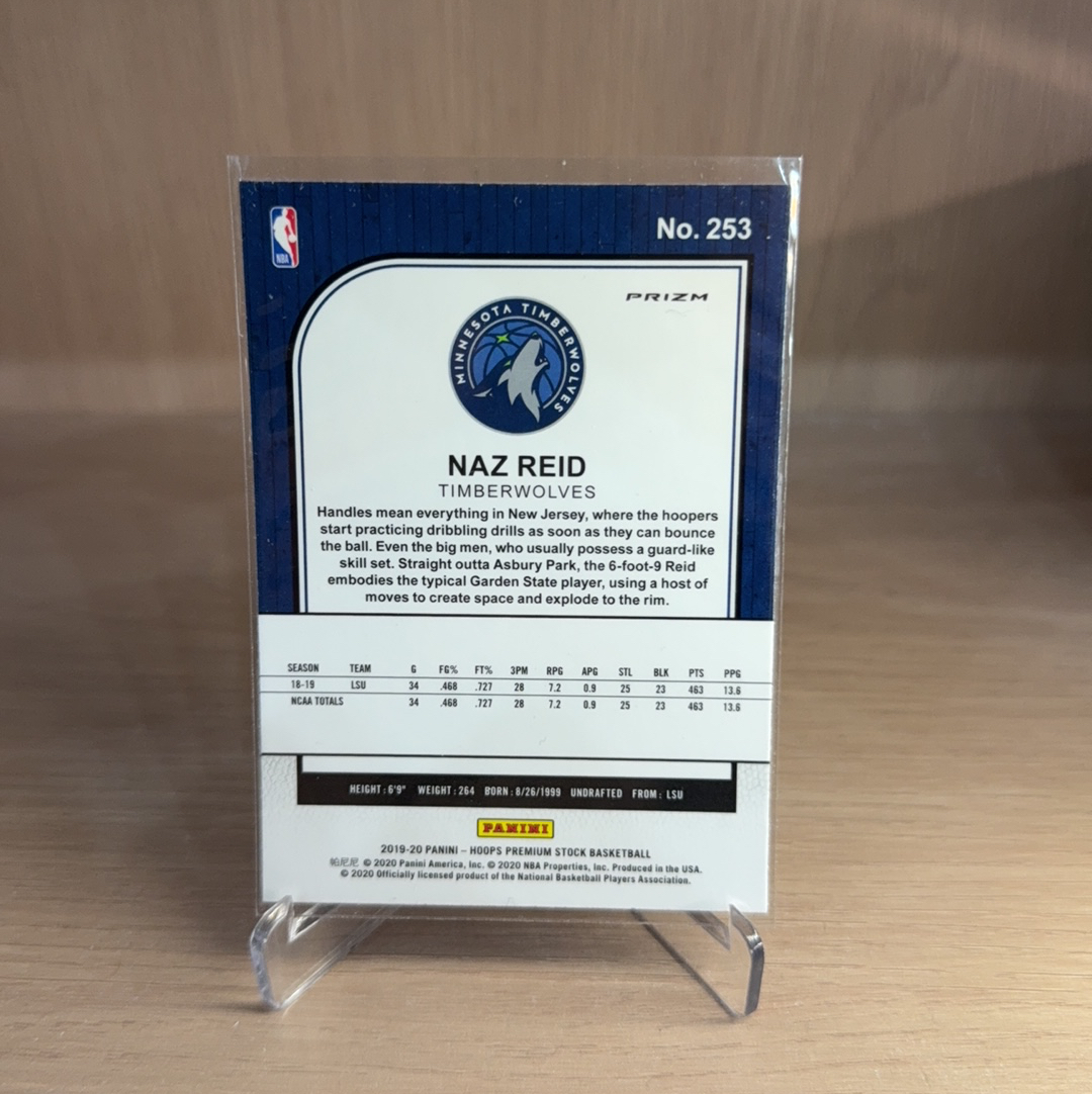 2019-20 Panini NBA Hoops Naz Reid RC 【免费代卖】森林狼 新秀 RC 里德 银折 瀑布折 折射 专收必备 值得收藏!!