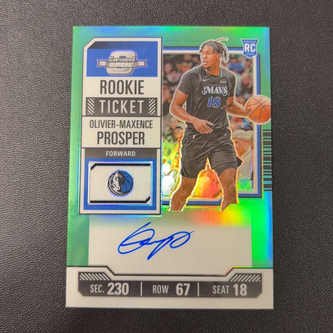 2023-24 panini contenders optic oliver maxence prosper 球票 独行侠 普罗斯珀 RC新秀 绿折 折射 签字卡签 /75编 东契奇 sga 库里