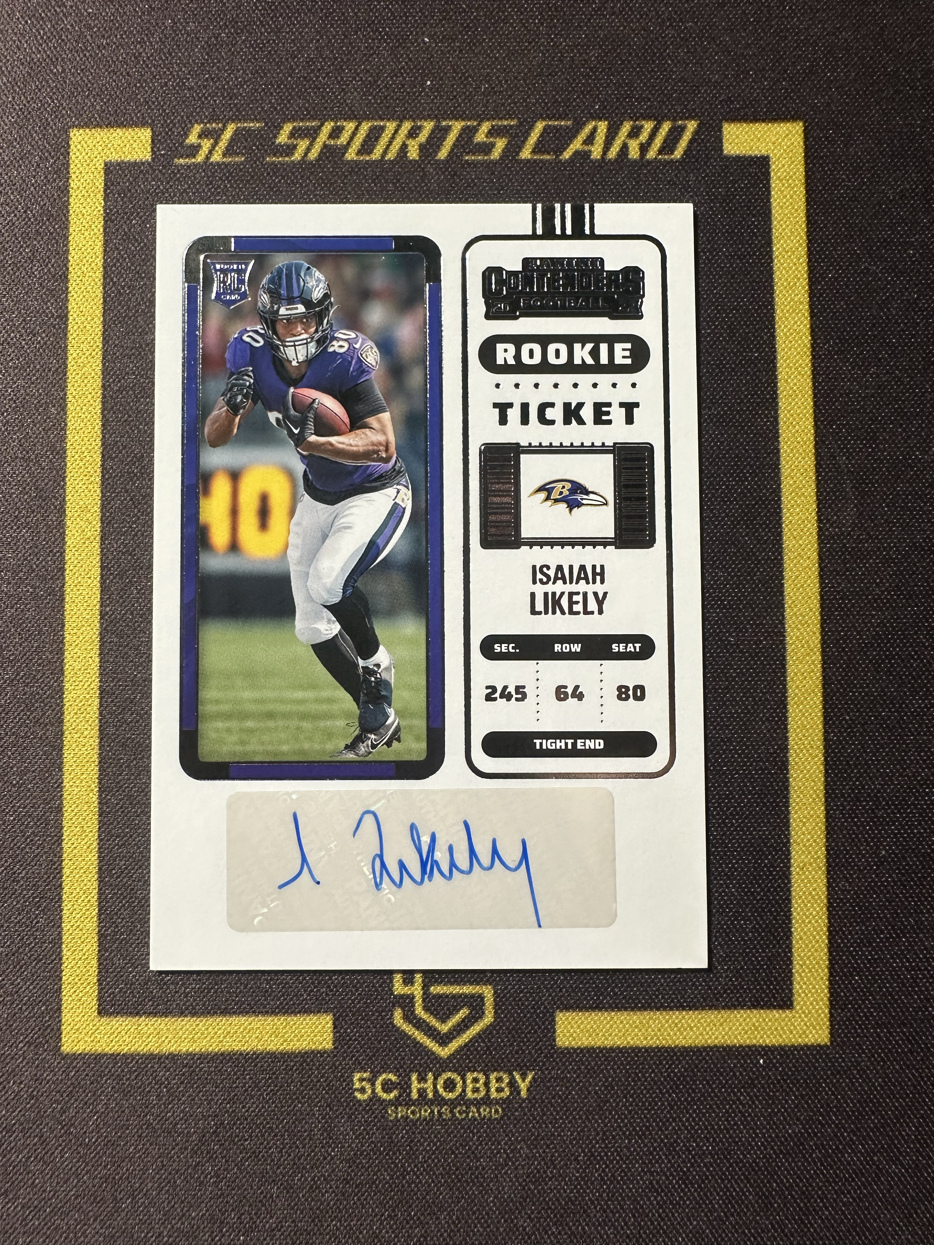 【主演出卡】2022 panini 橄榄球 contenders 球票系列 乌鸦 Isaiah Likely 新秀 球票 签字 卡品如图
