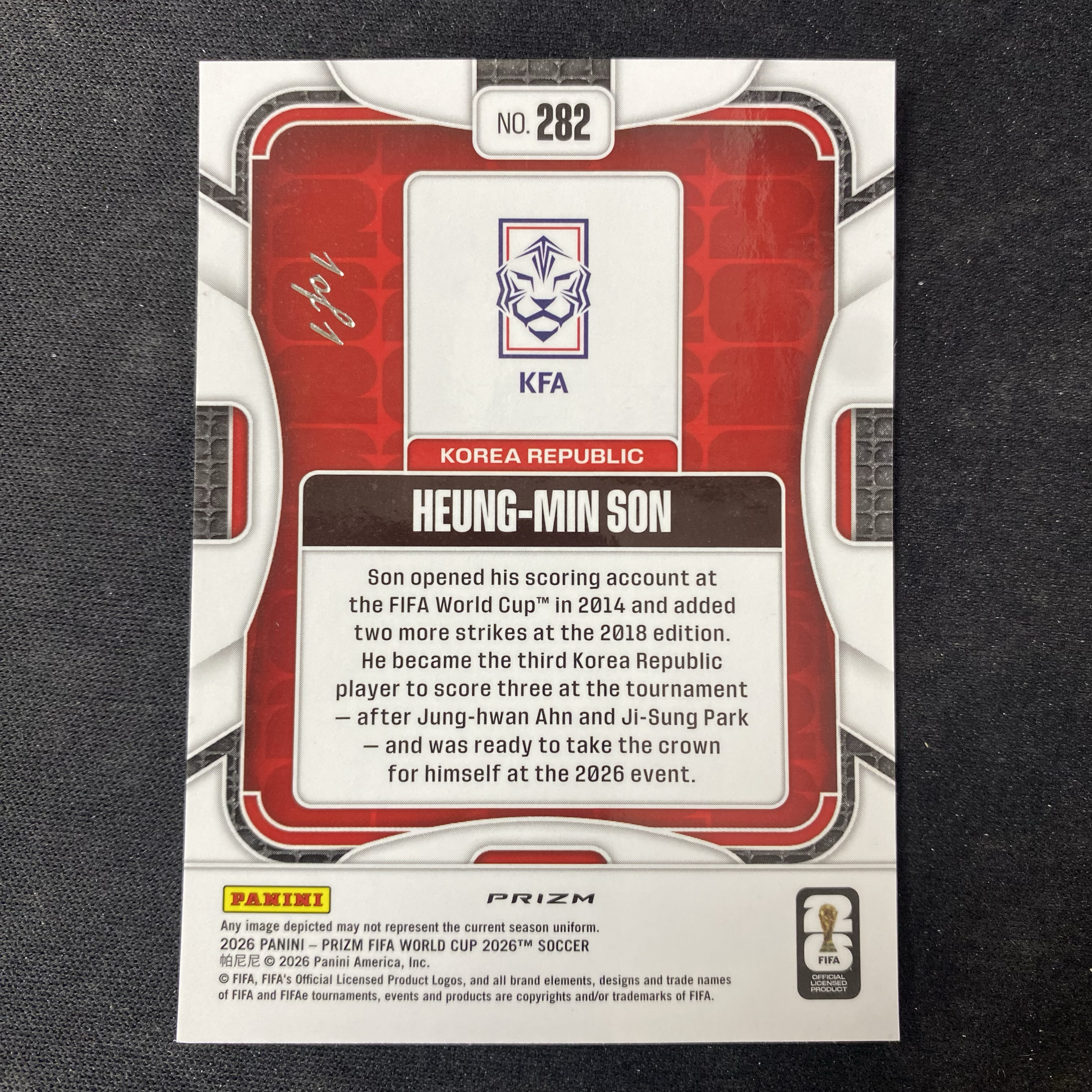 2026 Panini Prizm Heung-Min Son 【星集卡代卖】点哥60809 PZ 足球 世界杯 孙兴慜 韩国 金圈圈 折射 1/1编 稀有独编