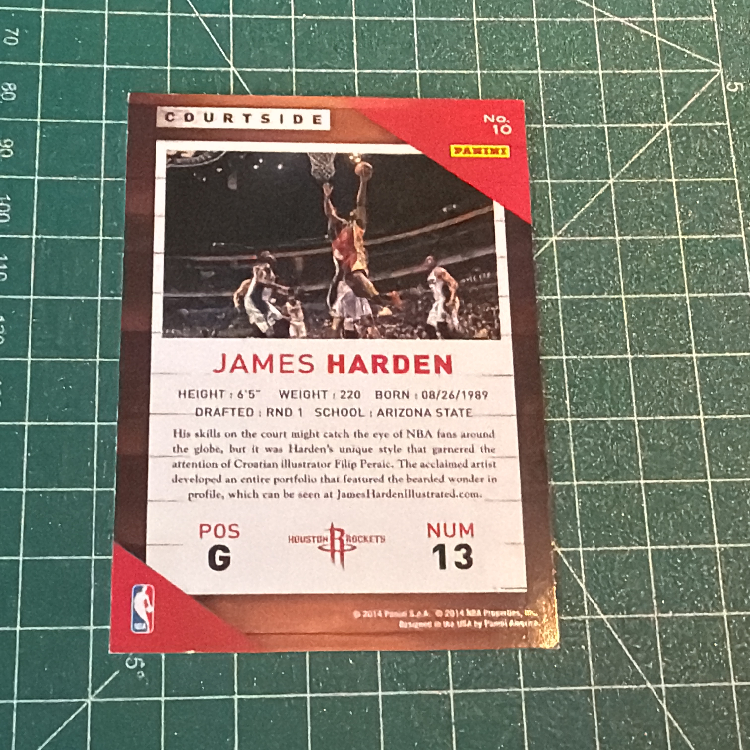 2014-15 Panini S.p.A James Harden 中雅图/中亚图 詹姆斯哈登 横版特卡 场边 小聚光灯 老卡 绝版卡 稀有大比例 折痕 卡面不平
