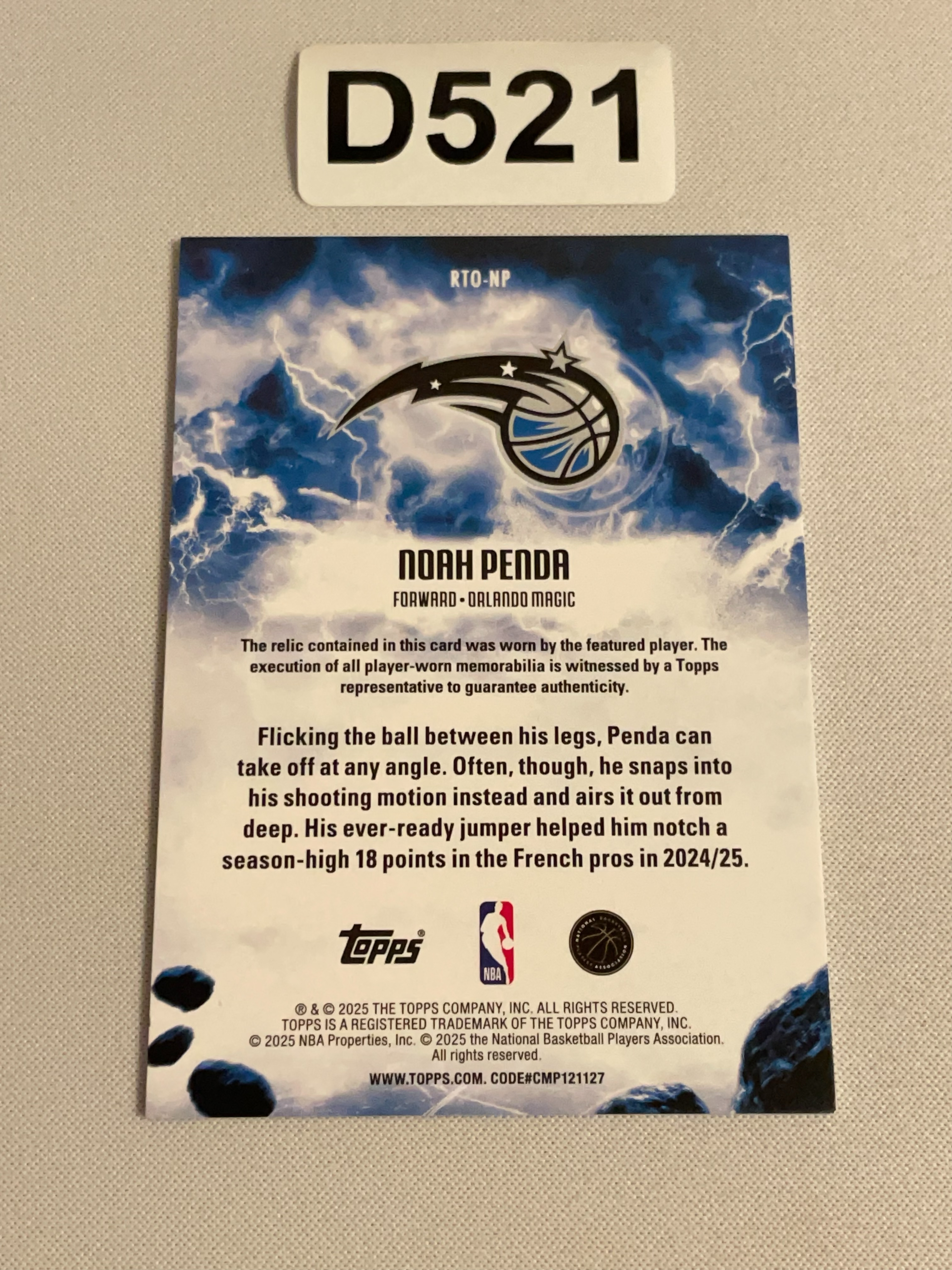 【天龙球星卡】WTX 2025-26 TOPPS FLAGSHIP 魔术 诺阿彭达 新秀球衣卡 RC实物卡