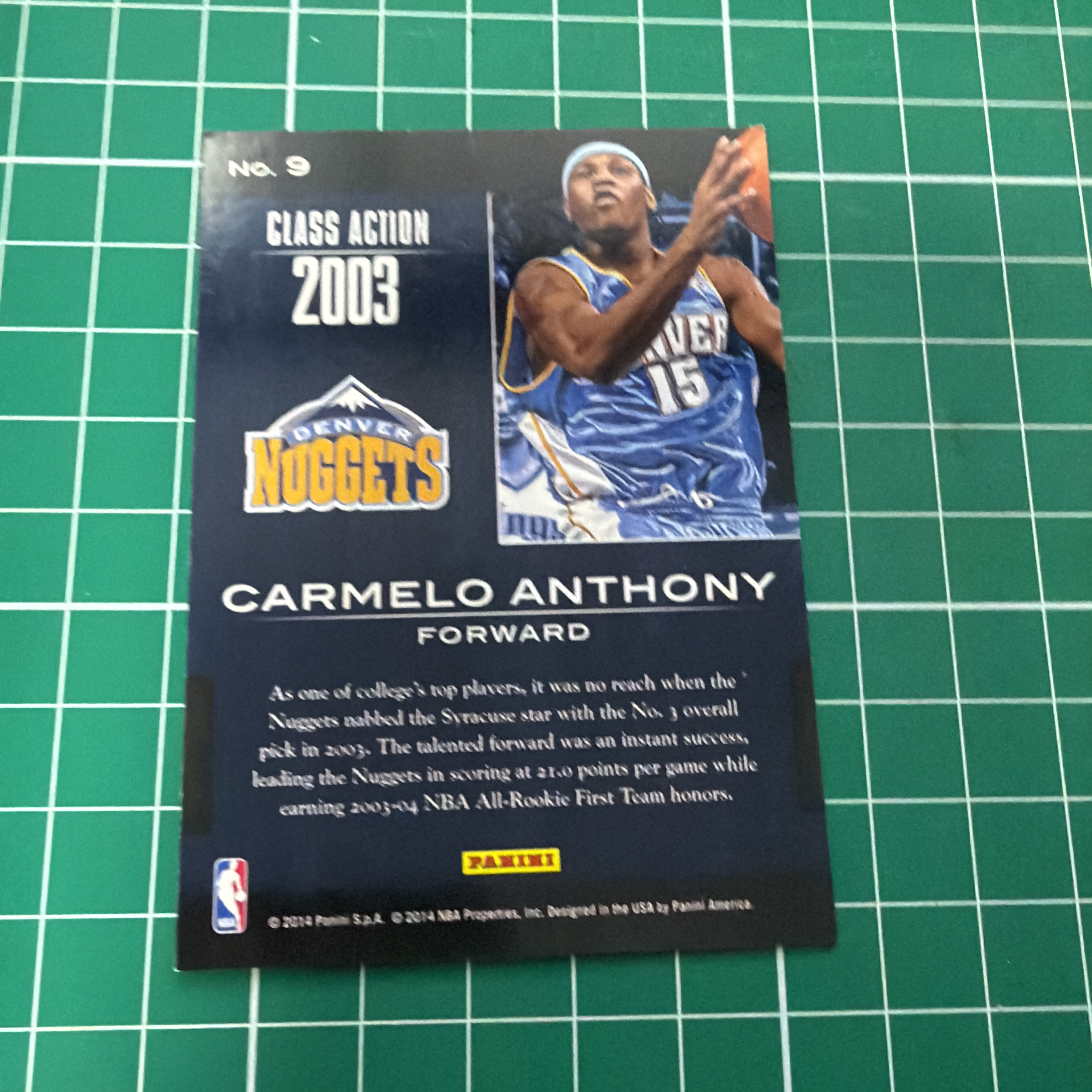 2014-15 Panini S.p.A Carmelo Anthony 中雅图/中亚图 卡梅隆安东尼 甜瓜 Class Action特卡 闪卡 新秀年选图老卡 绝版卡 稀有大比例