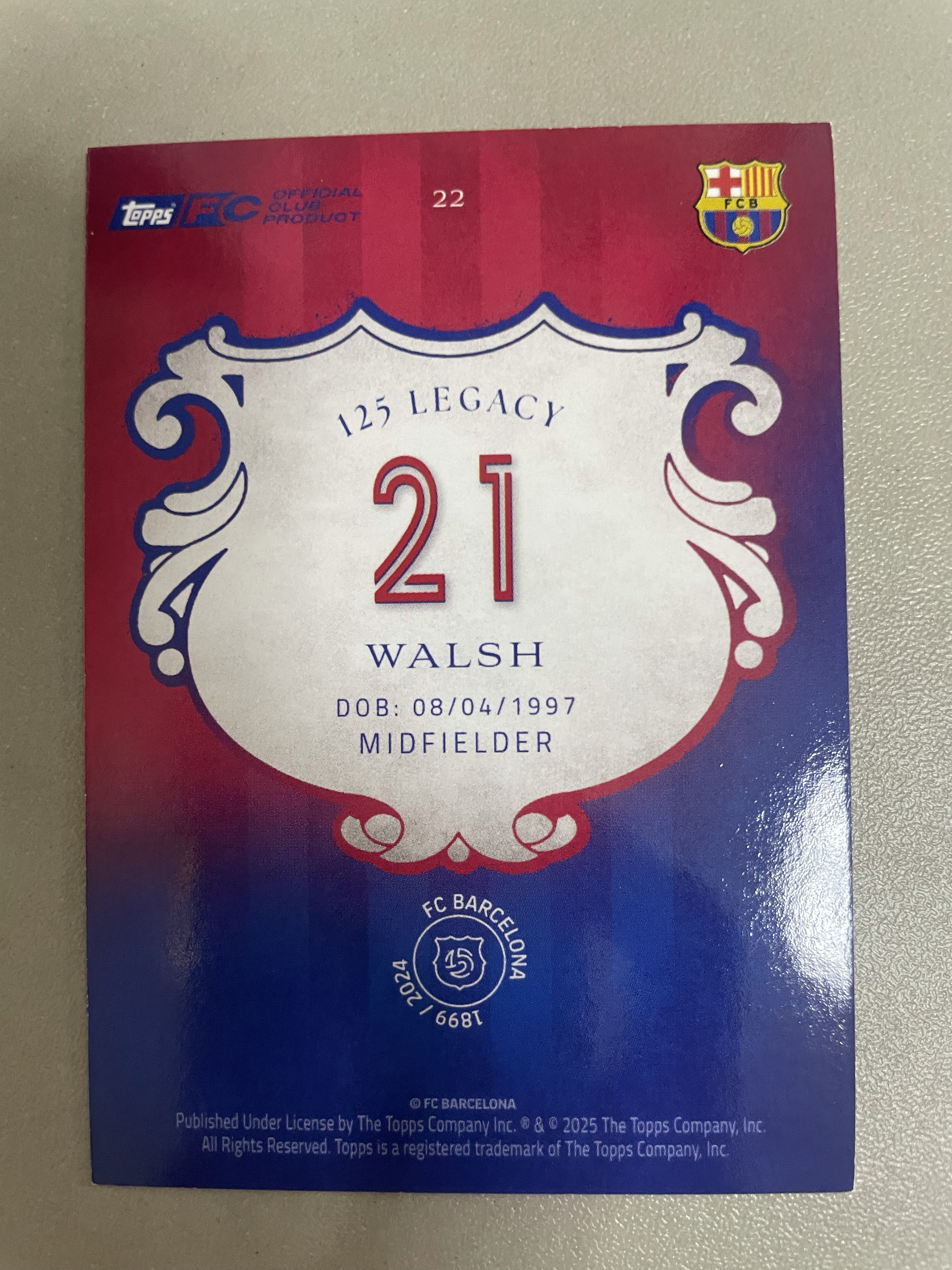 【小11代卖】 2025 Topps 巴萨队盒 walsh 沃尔什 女足 巴萨125周年 队盒 欧冠 实卡精美 专收凑套必备 卡品如图