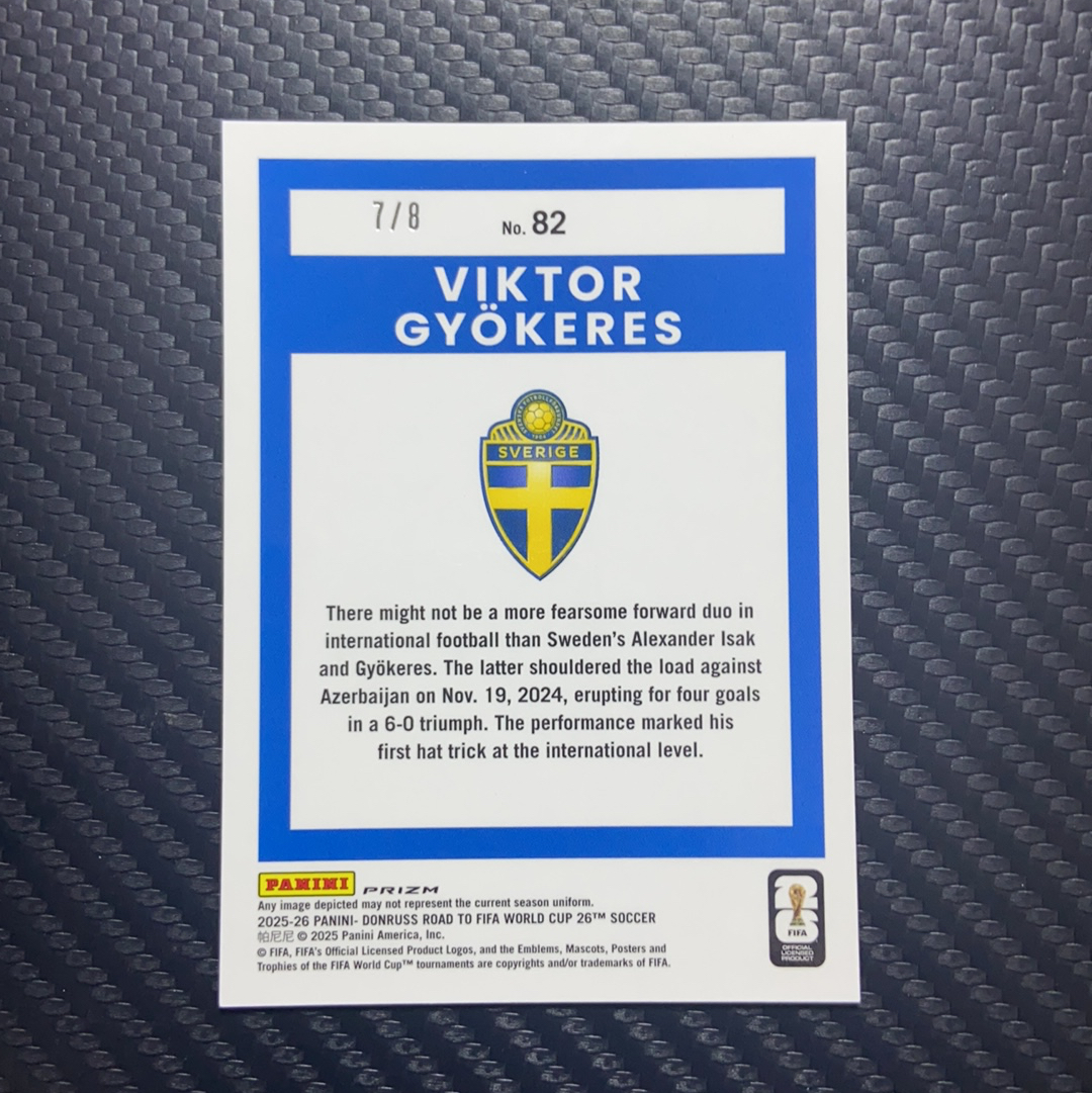 【小牛代拍】2025-26 Panini Donruss 杜蕾斯 世界杯之路 Viktor Gyokeres 哲凯赖什 瑞典 7/8编 龙纹折 超低编 卡品如图(夜雨捉花)