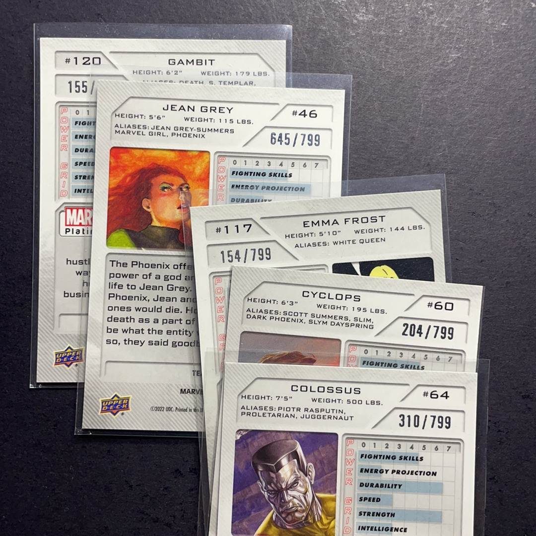 2025 Upper Deck Marvel (MCU) Platinum白金 镭射眼钢力士白皇后牌皇琴格蕾 青波纹折射799编5张打包 序号如图2 2024 UD漫威漫画铂金 UD折射元年绝版系列