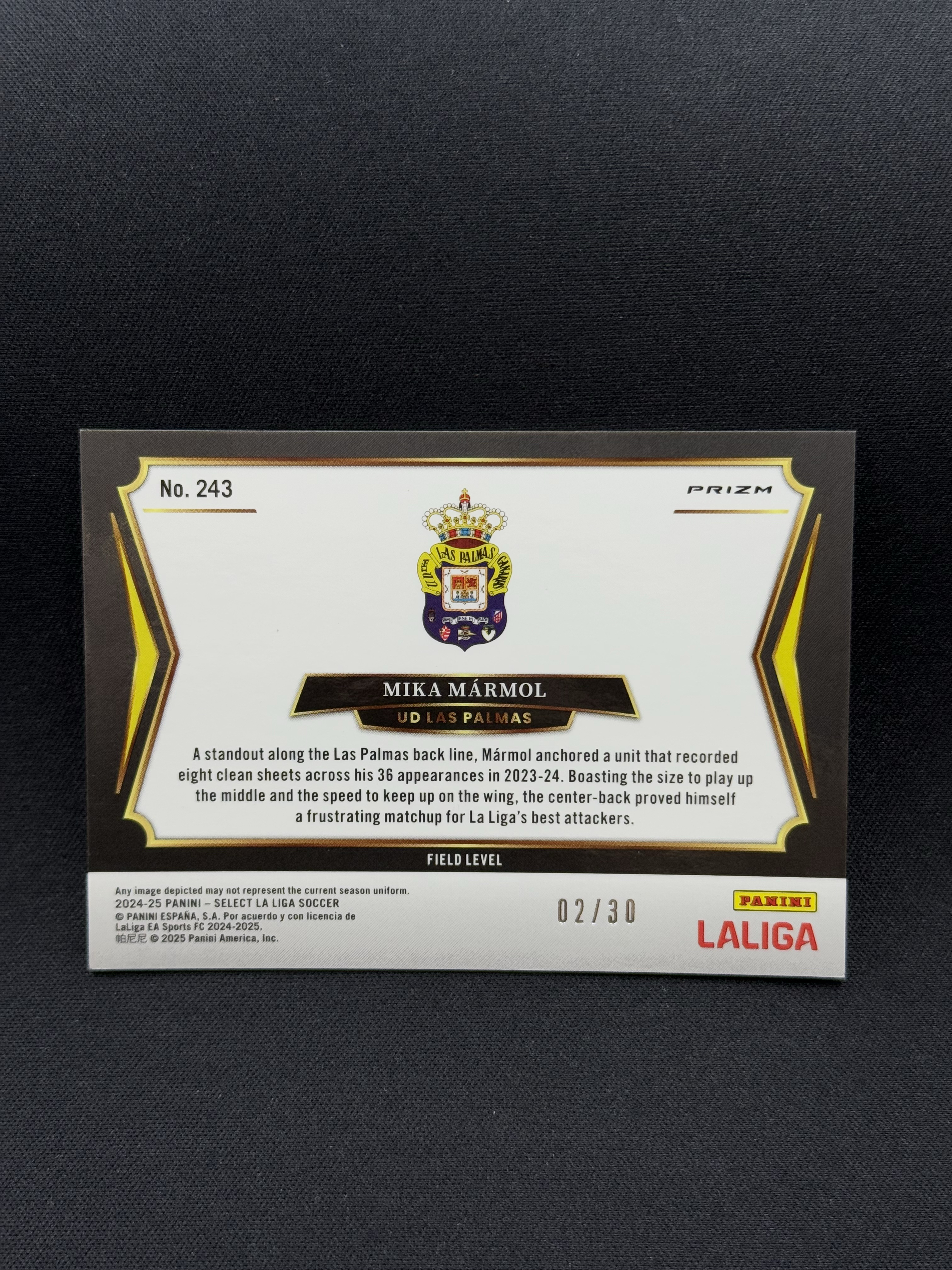 2024-25 Panini Select Mika Marmol 【小贝代拍】西甲 Select 拉斯帕尔马斯 米卡 马莫尔 30编 迷彩折 三阶 卡品如图 拍前看描述 H EW