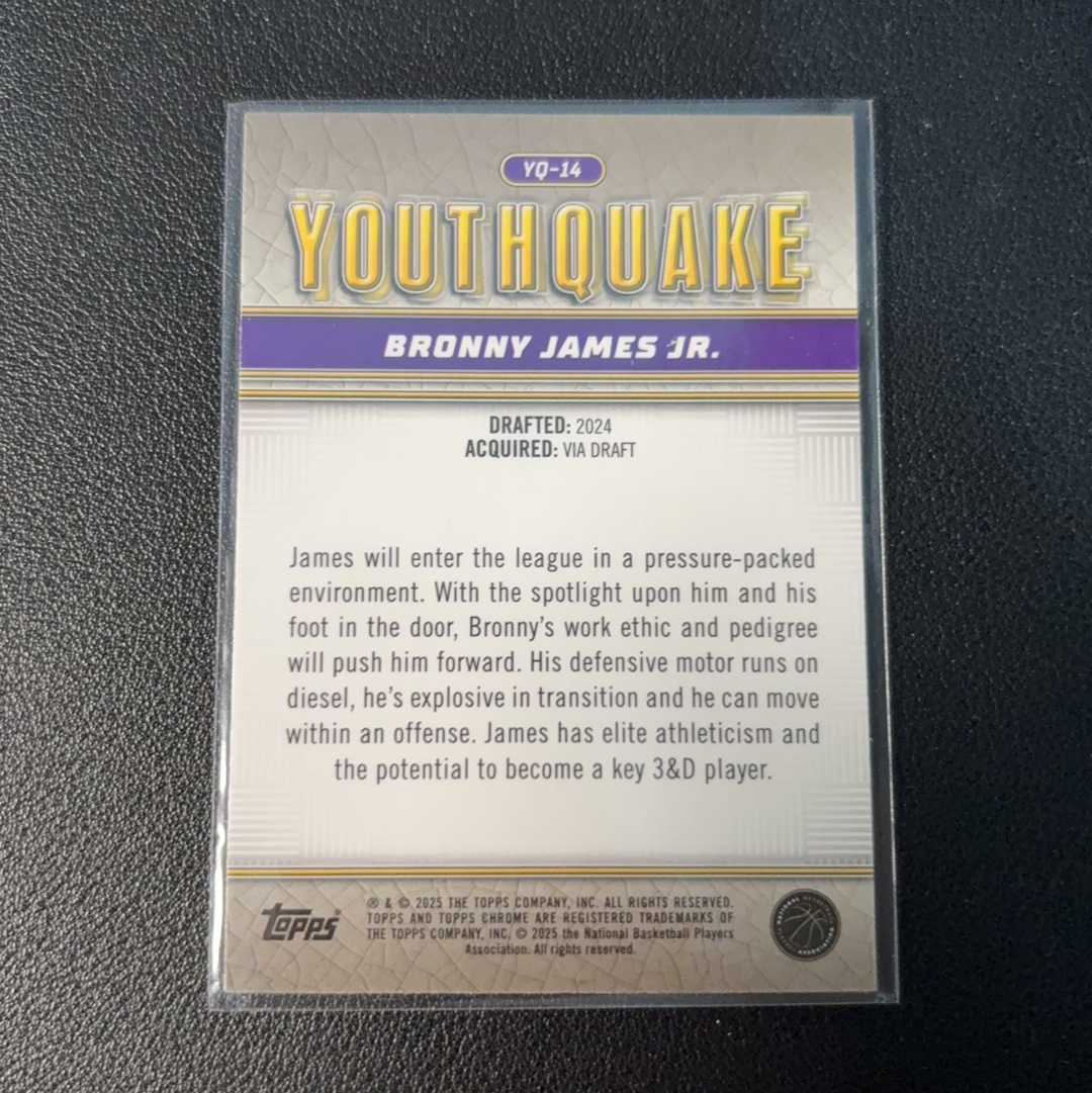 2025 Topps Chrome Bronny James RC 布朗尼 詹姆斯 新秀 youthouake 特卡 topps 凑套必备 N2
