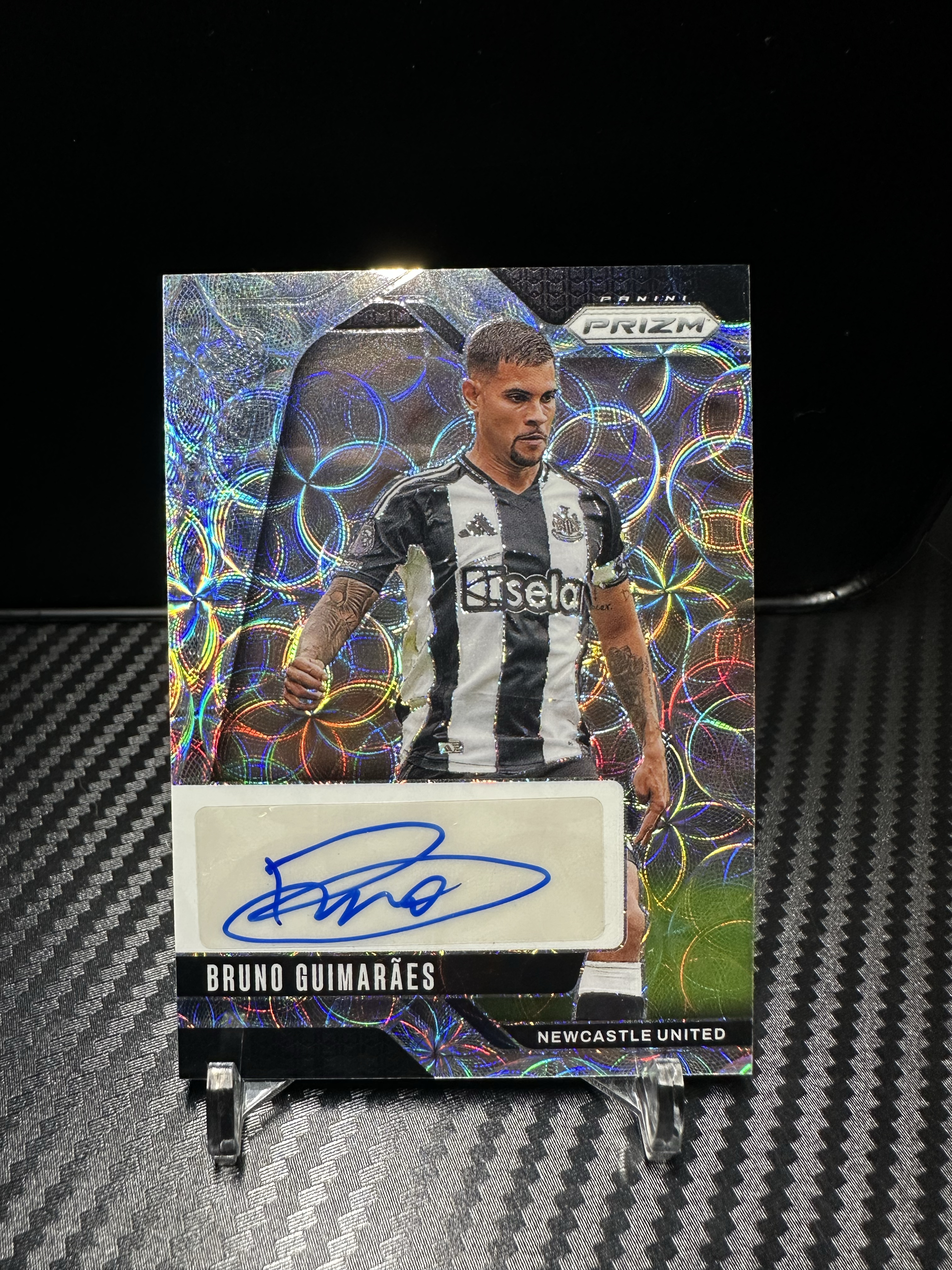 2025 Panini Prizm Bruno Guimaraes 吉马良斯 签字 猝死独占圈圈折 英超喜鹊纽卡斯尔主力核心 末年pz收藏价值高 折射天花板墨迹完美卡品如图 巴西内马尔队友收藏