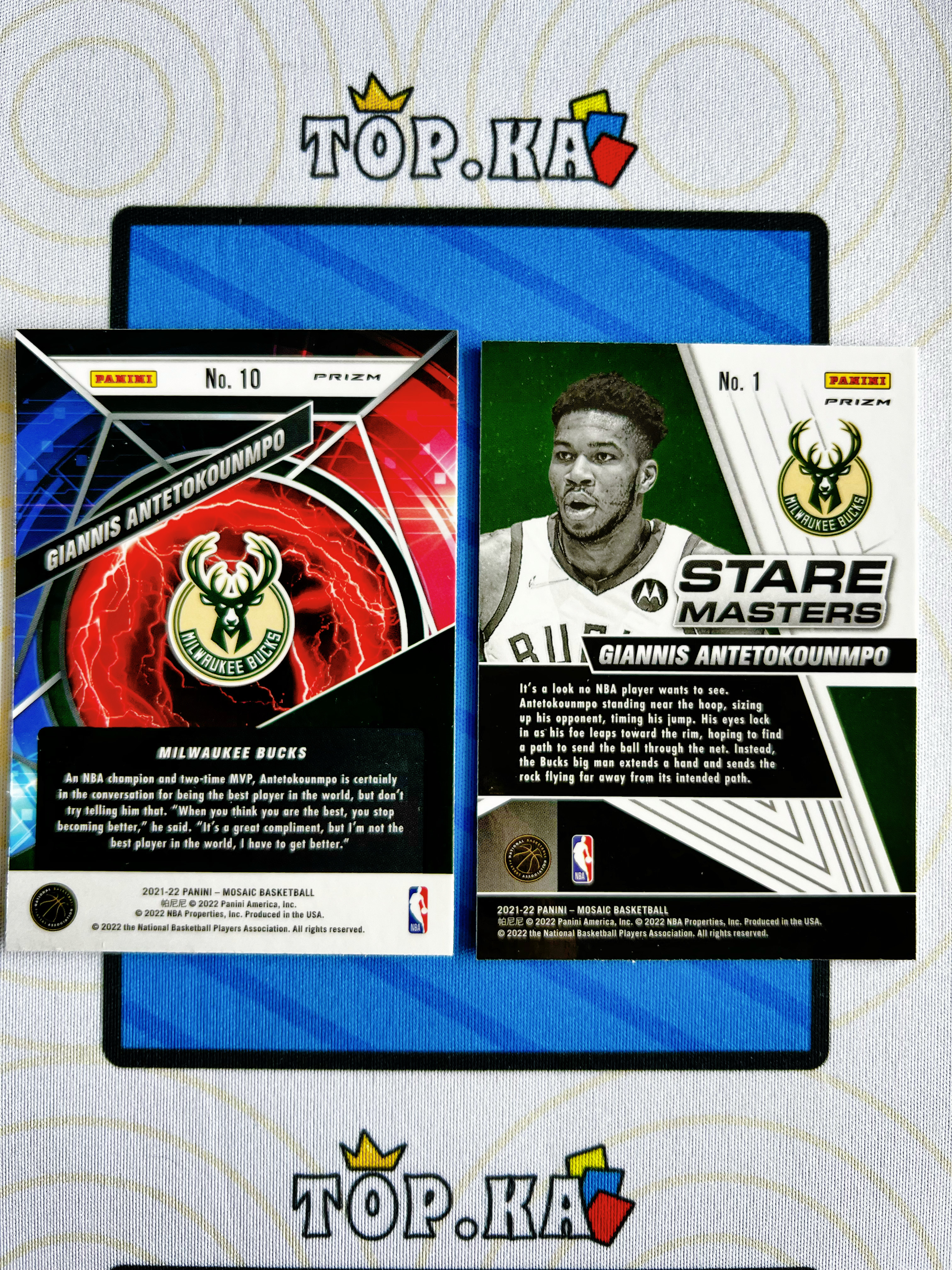 【顶尖卡社】2021-22 Panini Mosaic Giannis Antetokounmpo 雄鹿 字母哥 阿德托昆博 马赛克折 过载特卡+凝视大师特卡 一图2张打包 lot不保卡品【凯里】