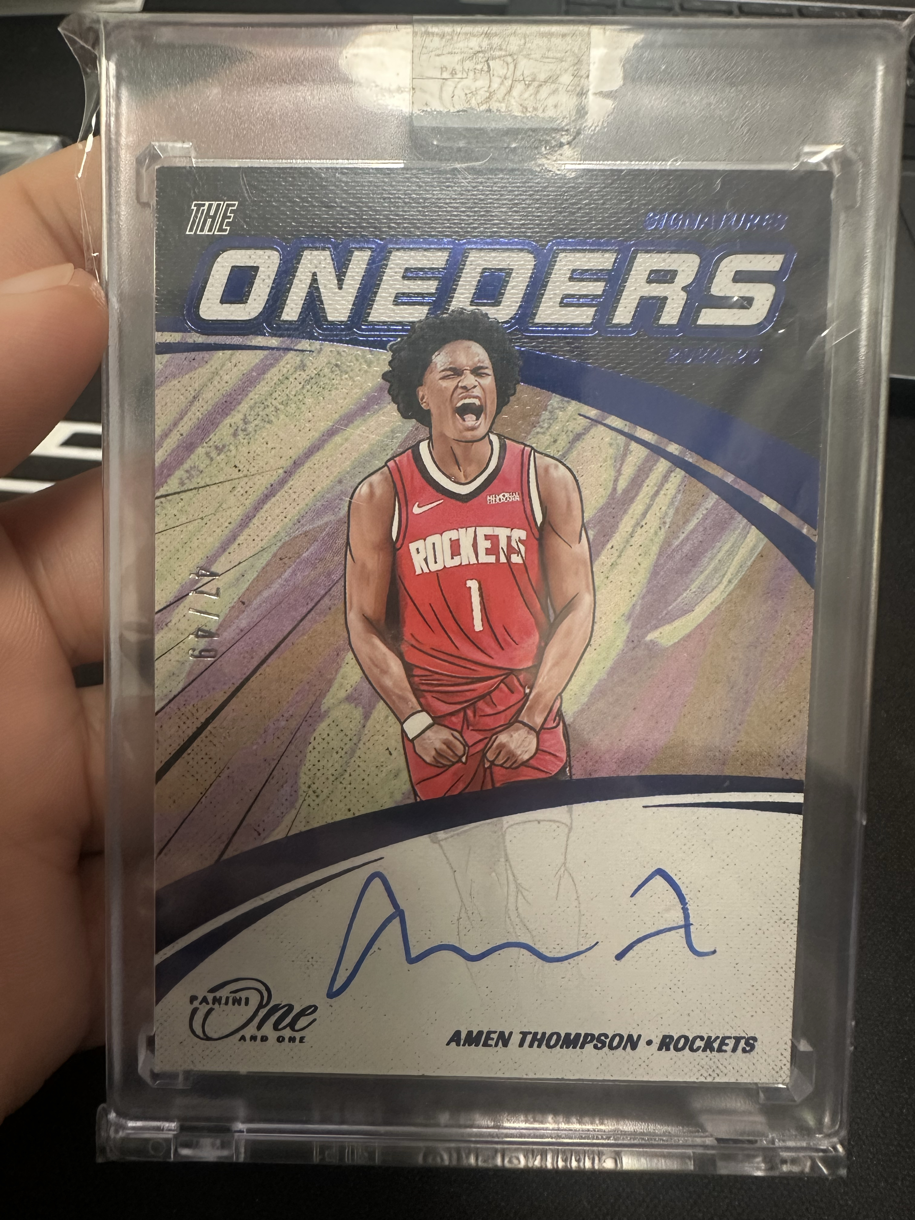 2024-25 Panini One and One Amen Thompson OAO 阿门 汤普森 49编 漫画签 签字 卡签 Oneders 蓝平行 卡品墨迹如图 冷