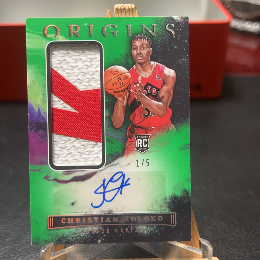 【SY代卖sy0482-可累积-瑕疵看图】2022-23 Panini Origins 起源 猛龙 新秀RC Christian Koloko 科洛克 签字 物料 5编