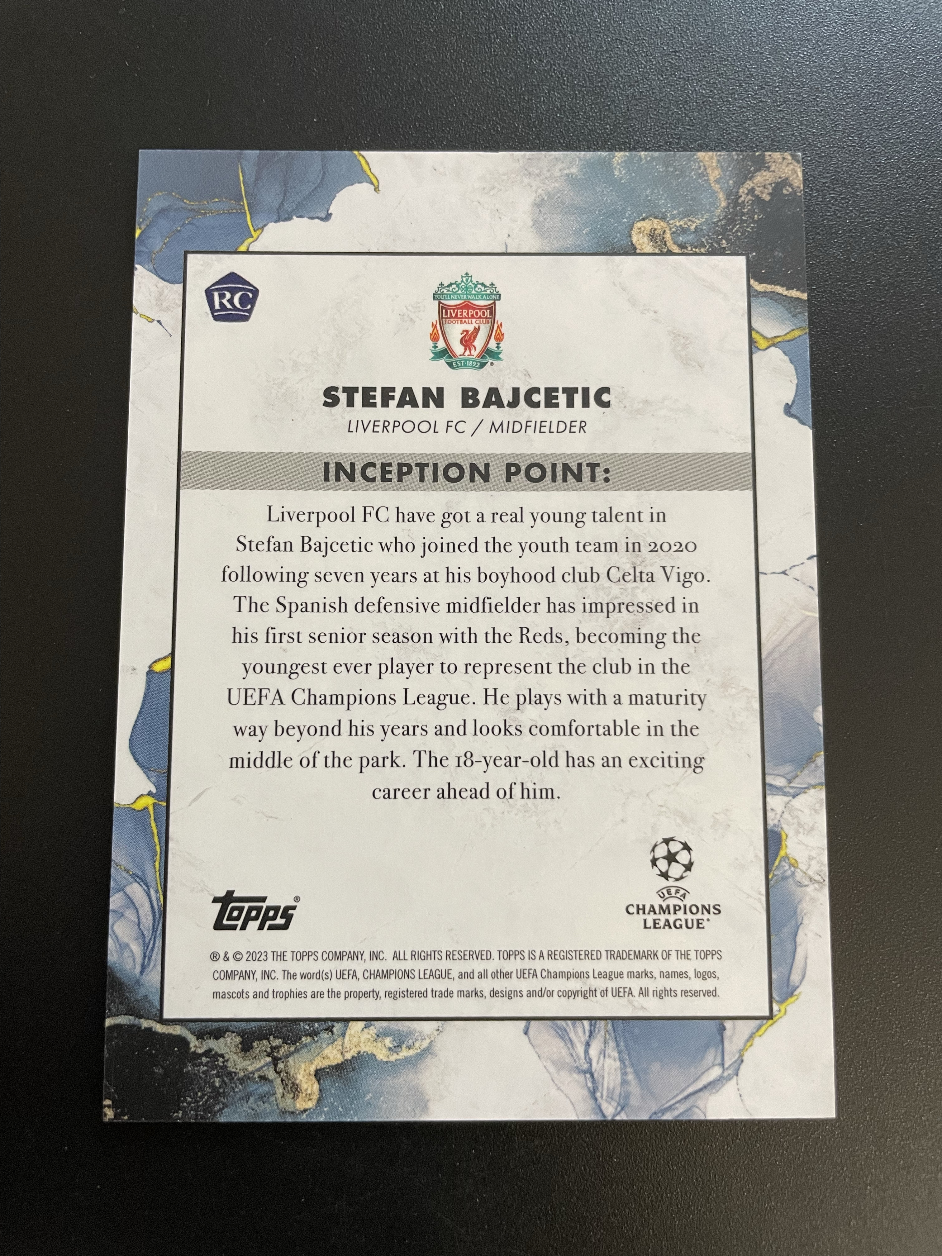 2023 Topps inception Bajcetic 【hellfire拍卖】topps 盗梦空间系列 利物浦 巴伊切蒂奇 base 新秀rc jjj