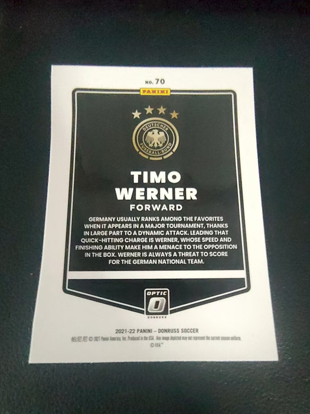 【可合并,不累计】2021-22 Panini Donruss Timo Werner 蒂姆 维尔纳 德国 杜蕾斯 世界杯 划痕 边角瑕疵 #70